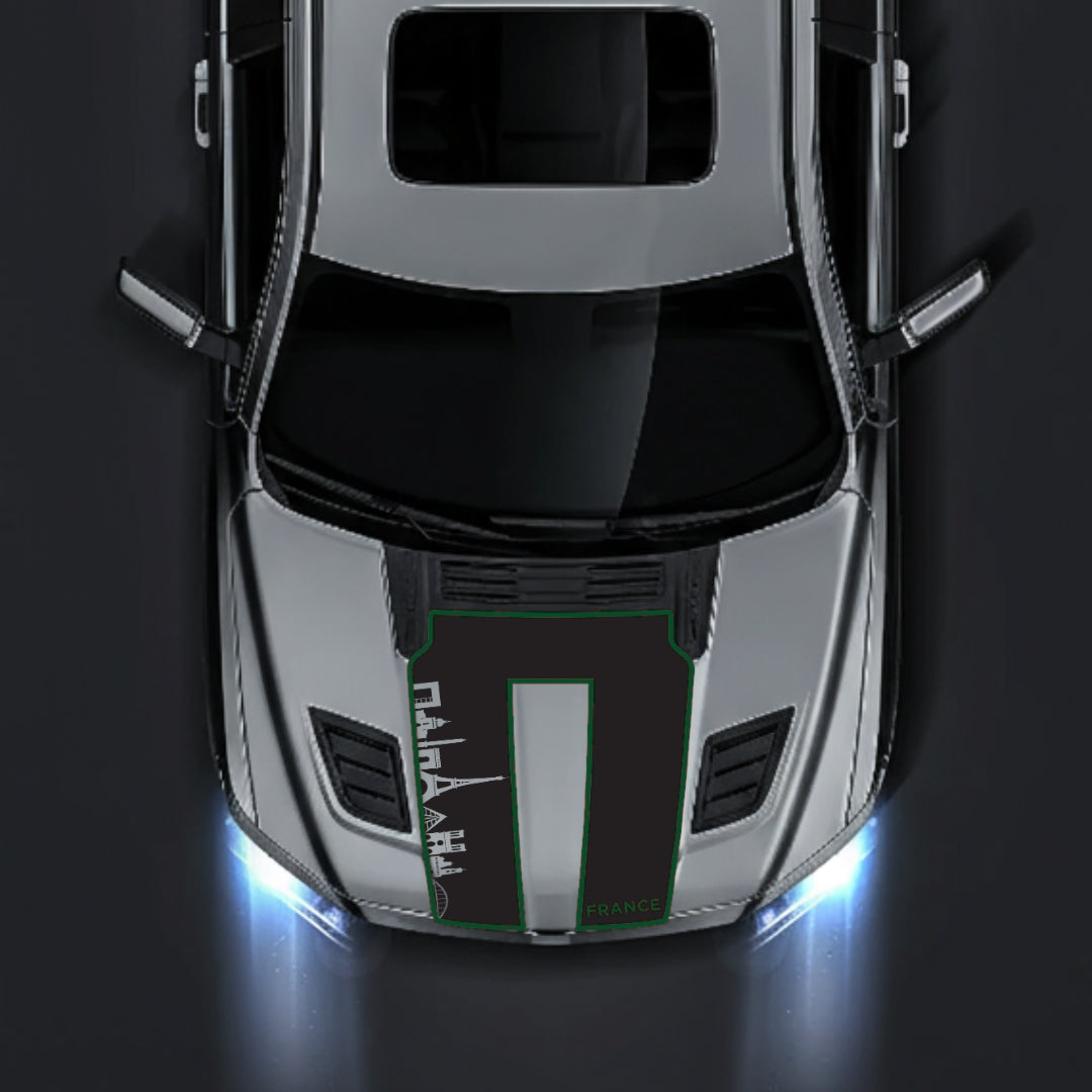 Hood Panel Decal/Sticker - France Skyline - Cut - Border Graphic Kit - For Dodge RAM 1500 2019-2025 - Premium Vinyl