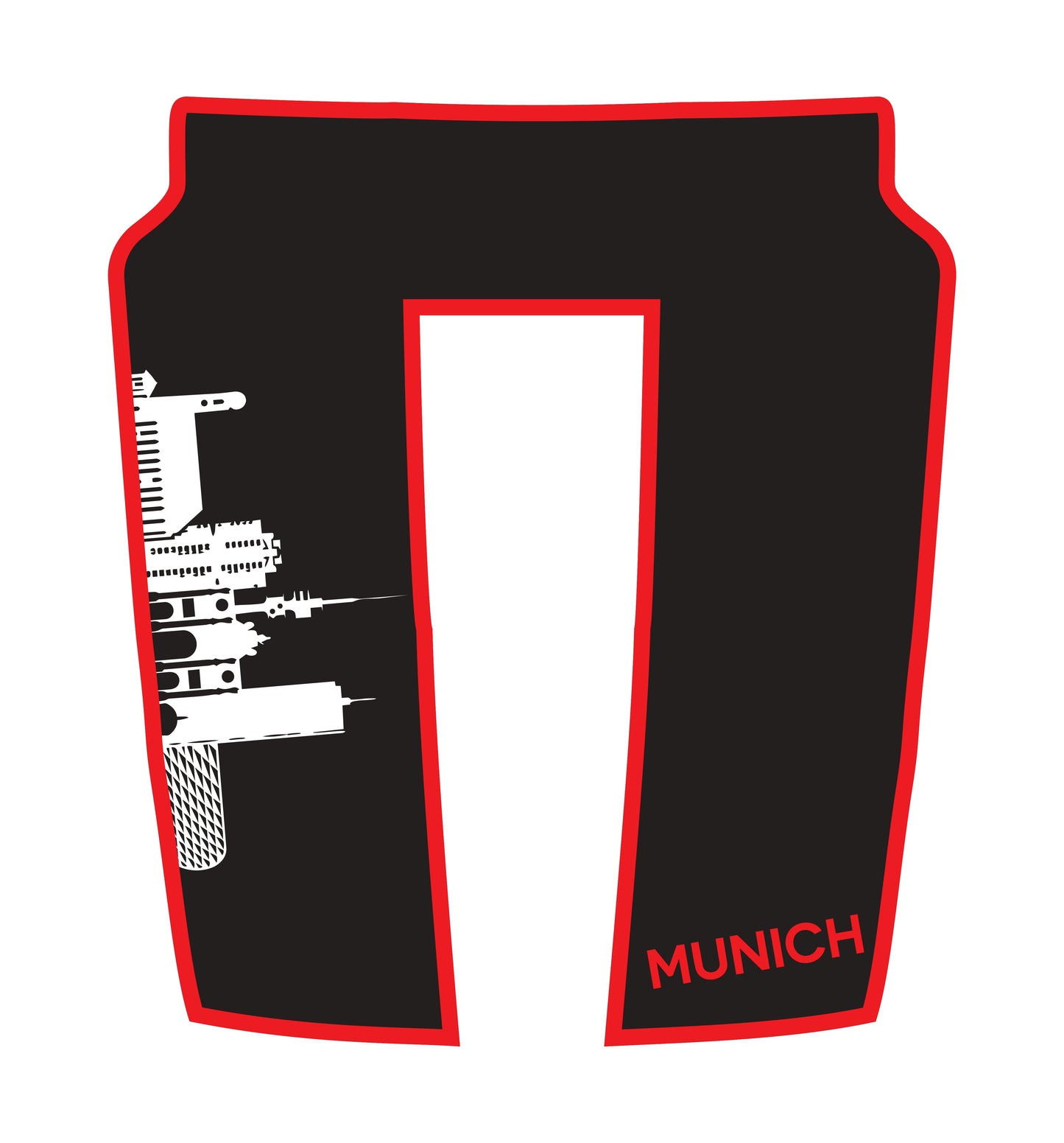 Hood Panel Decal/Sticker - Munich Skyline - Cut - Border Graphic Kit - For Dodge RAM 1500 2019-2025 - Premium Vinyl