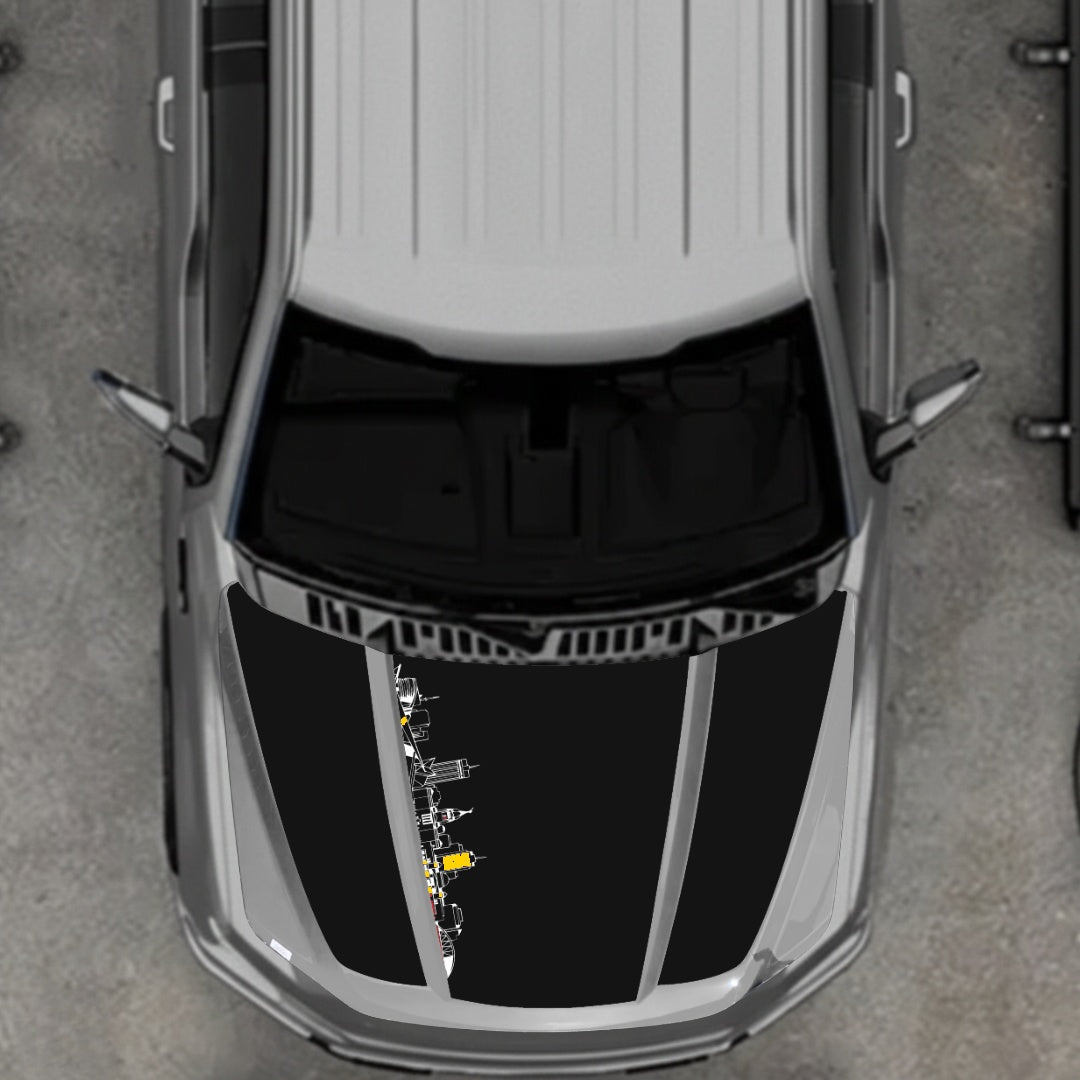 Hood Panel Decal/Sticker - Winnipeg Skyline - Cut Graphic Kit - For Ford F-150 2020-2026 - Premium Vinyl