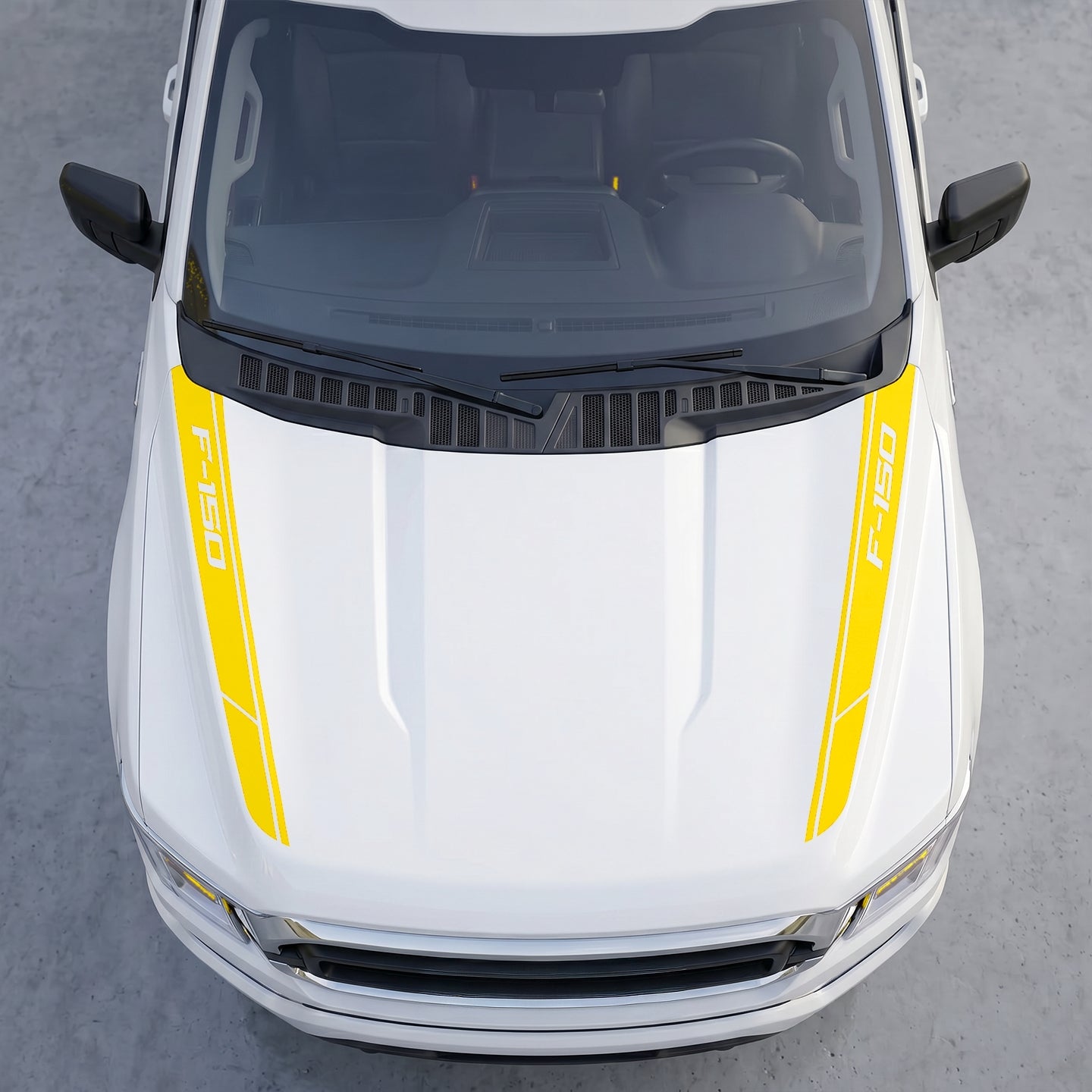 Hood Panel Decal/Sticker - Angled Cowl Accent Stripes – Dual Side Hood Edge Vinyl Decals Graphic Kit - For Ford F-150 F150 2015-2020 - Premium Vinyl