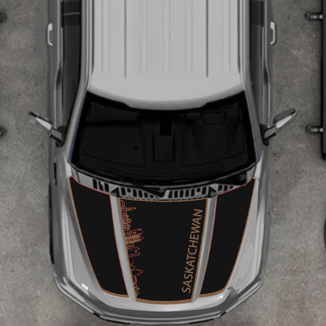 Hood Panel Decal/Sticker - Saskatchewan Skyline - Border Graphic Kit - For Ford F-150 2020-2026 - Premium Vinyl
