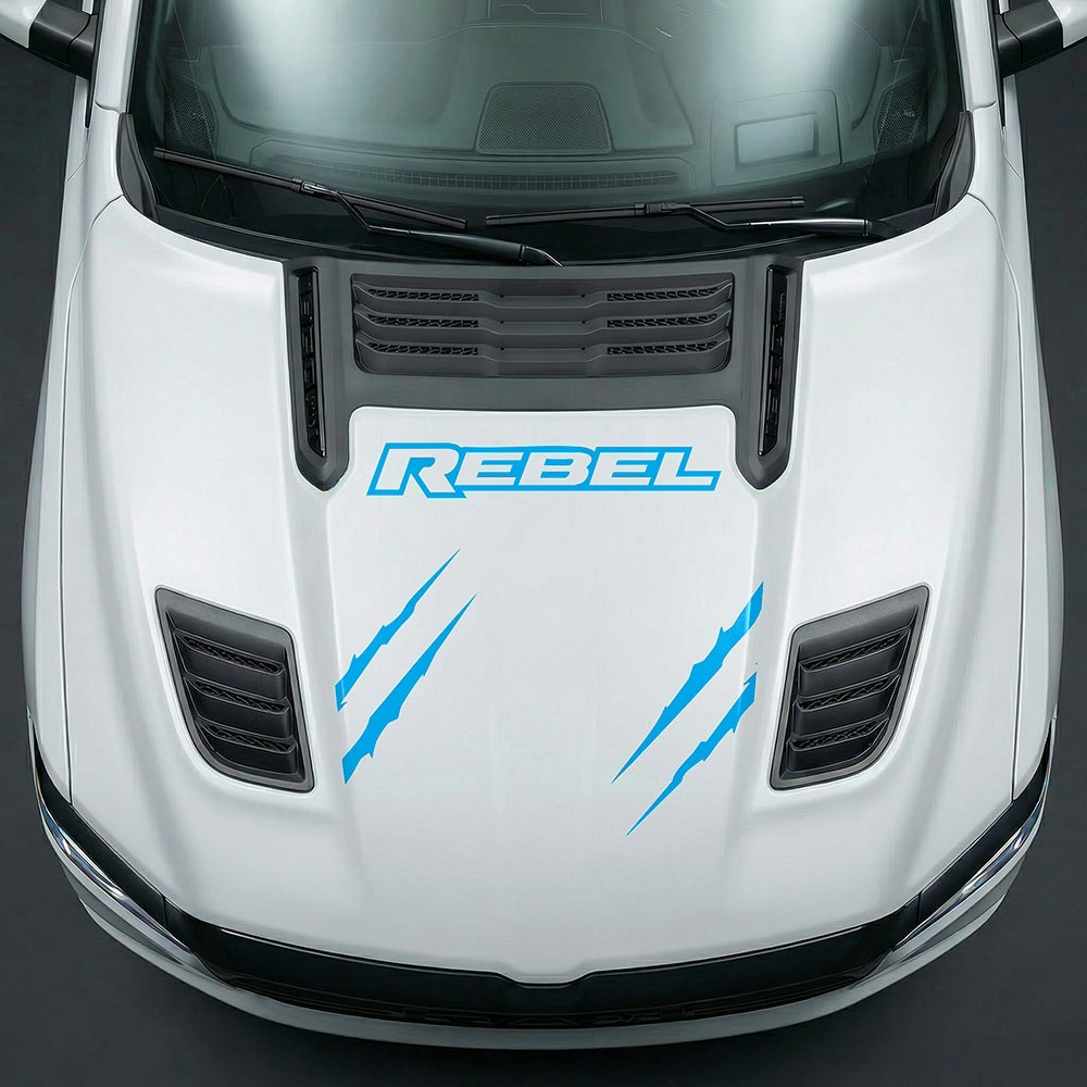 Hood Panel Decal/Sticker - Dodge RAM Rebel Claw Scratch U-Shape Stripe - Cut Graphic Kit - For Dodge Ram 2019-2025 - Premium Vinyl