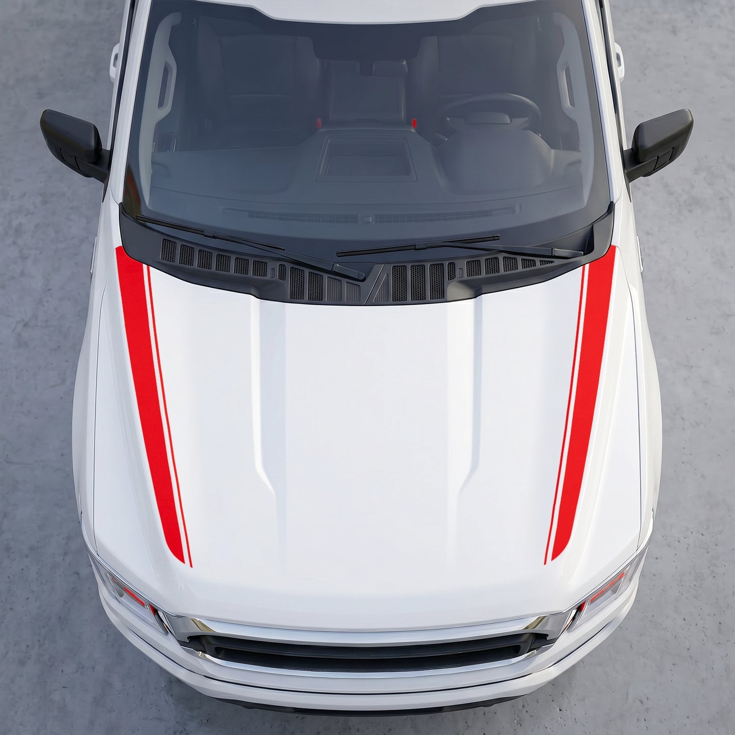 Hood Panel Decal/Sticker - Dual Pinstripe Hood Cowl Decals – Sport Outer Edge Accent Stripes Vinyl Graphics Kit Graphic Kit - For Ford F-150 F150 2015-2020 - Premium Vinyl