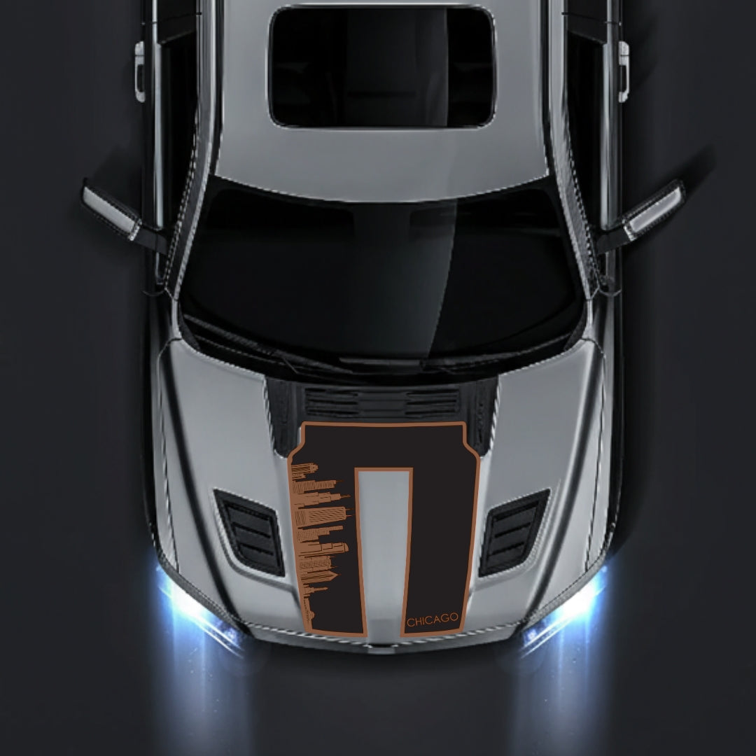 Performance Hood Panel Decal/Sticker - Chicago Skyline - Border Graphic Kit - For Dodge RAM 1500 2019-2025 - Premium Vinyl