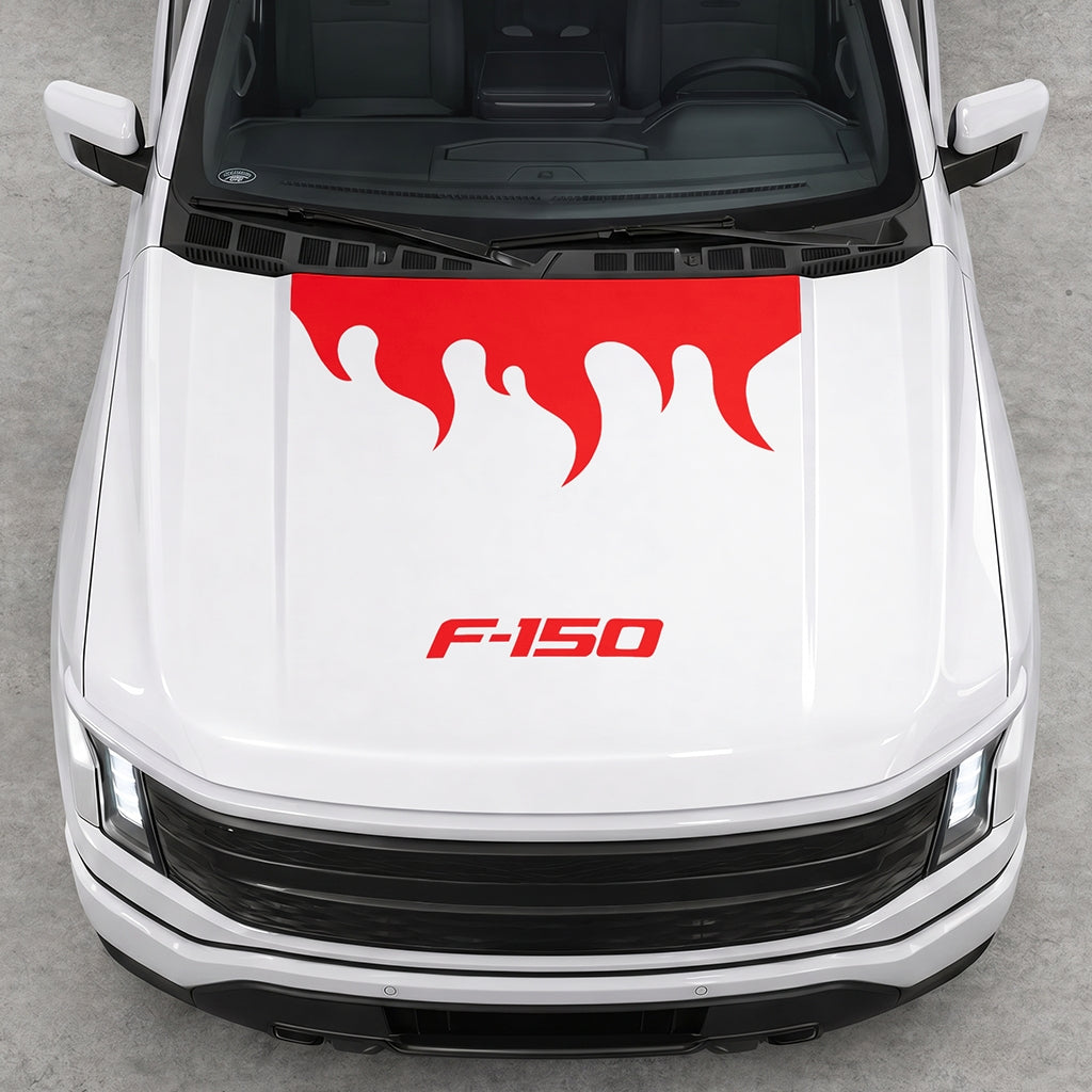 Hood Panel Decal/Sticker - Burning Flames Graphic Decal Graphic Kit - For Ford F-150 2015-2020 - Premium Vinyl