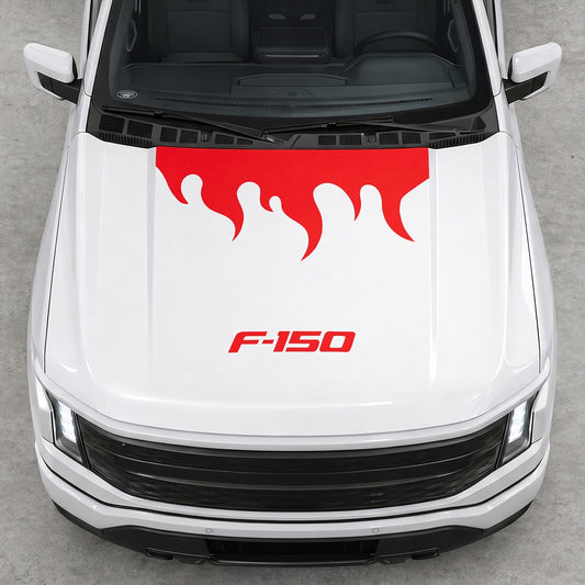 Hood Panel Decal/Sticker - Burning Flames Graphic Decal Graphic Kit - For Ford F-150 2015-2020 - Premium Vinyl
