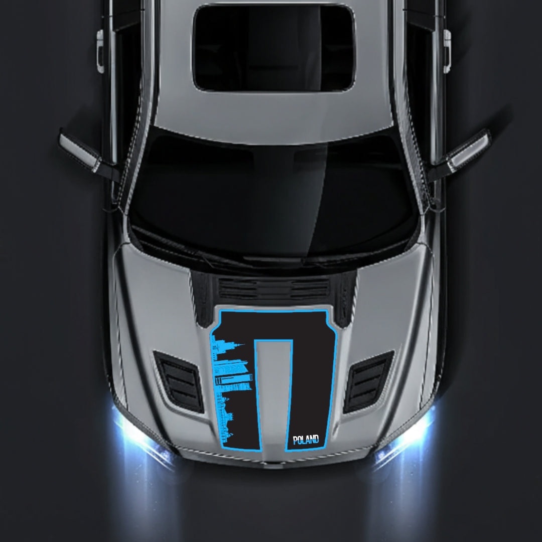 Hood Panel Decal/Sticker - Poland Skyline - Border Graphic Kit - For Dodge RAM 1500 2019-2025 - Premium Vinyl