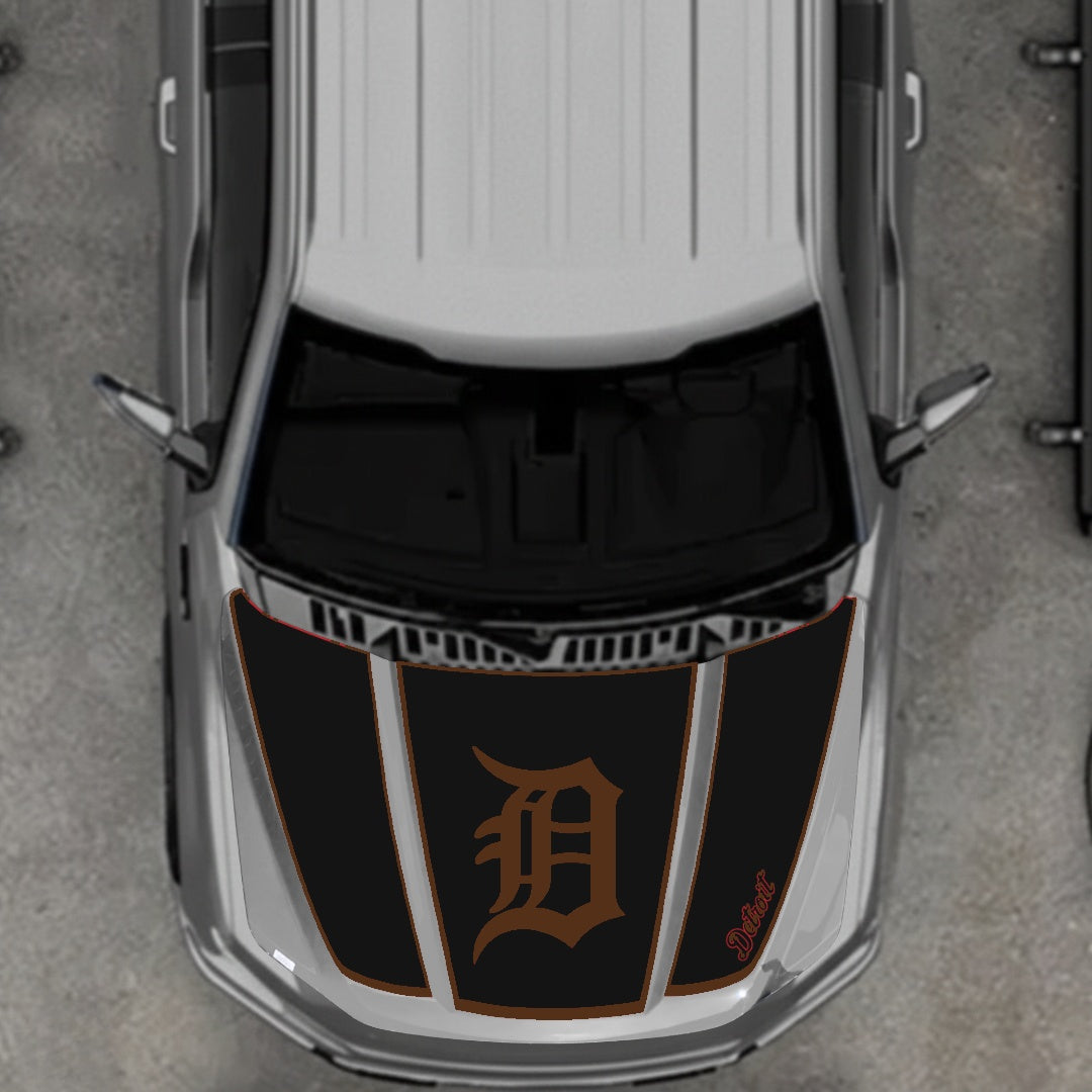 Hood Panel Decal/Sticker - Detroit Intial - Border Graphic Kit - For Ford F-150 2020-2026 - Premium Vinyl