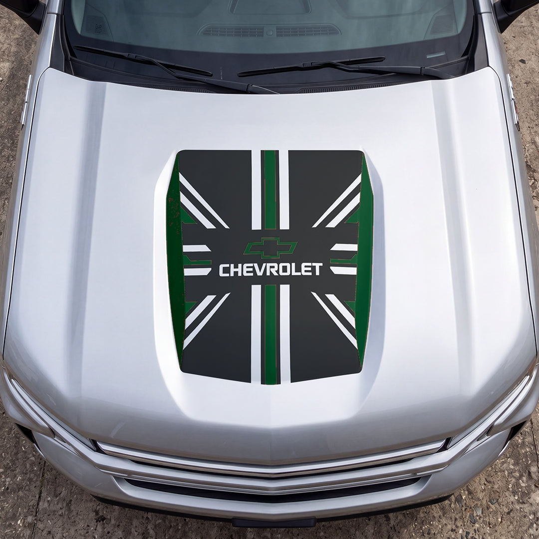 Hood Panel Decal/Sticker - United Kingdom Flag Graphic Decal Graphic Kit - For Chevrolet Silverado 2019-2024 - Premium Vinyl