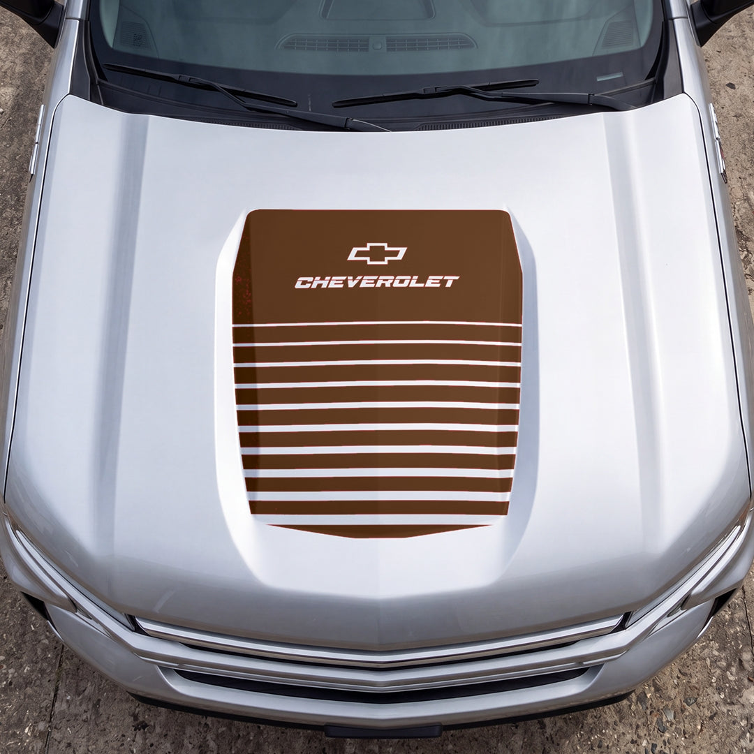 Hood Panel Decal/Sticker - Solid Wavy Graphic Decal Graphic Kit - For Chevrolet Silverado 2019-2024 - Premium Vinyl
