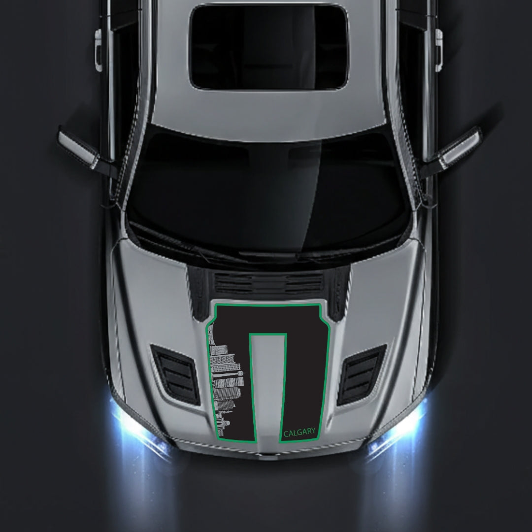 Hood Panel Decal/Sticker - Calgary Skyline - Cut - Border Graphic Kit - For Dodge RAM 1500 2019-2025 - Premium Vinyl