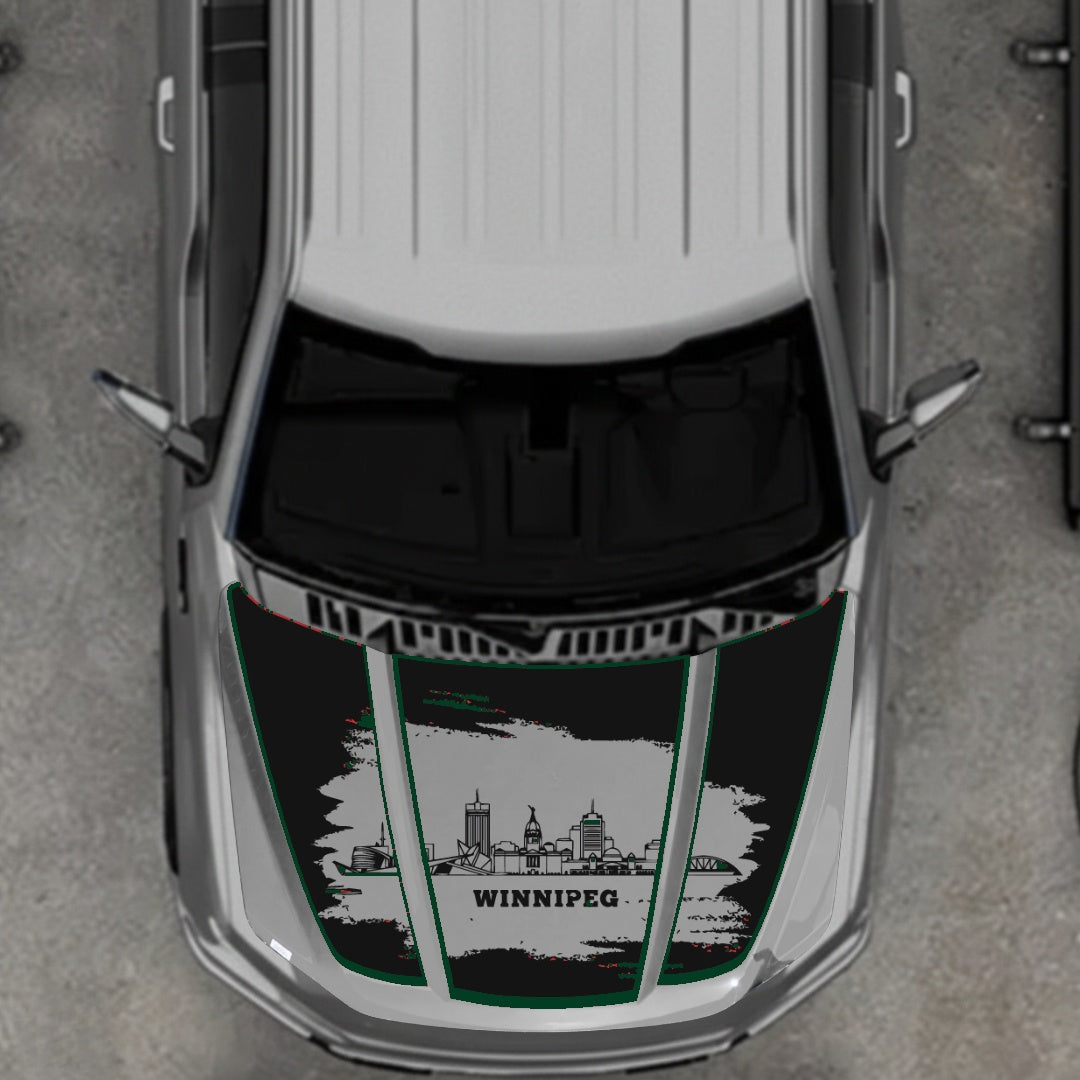 Hood Panel Decal/Sticker - Winnipeg - Cut - Border Graphic Kit - For Ford F-150 2020-2026 - Premium Vinyl