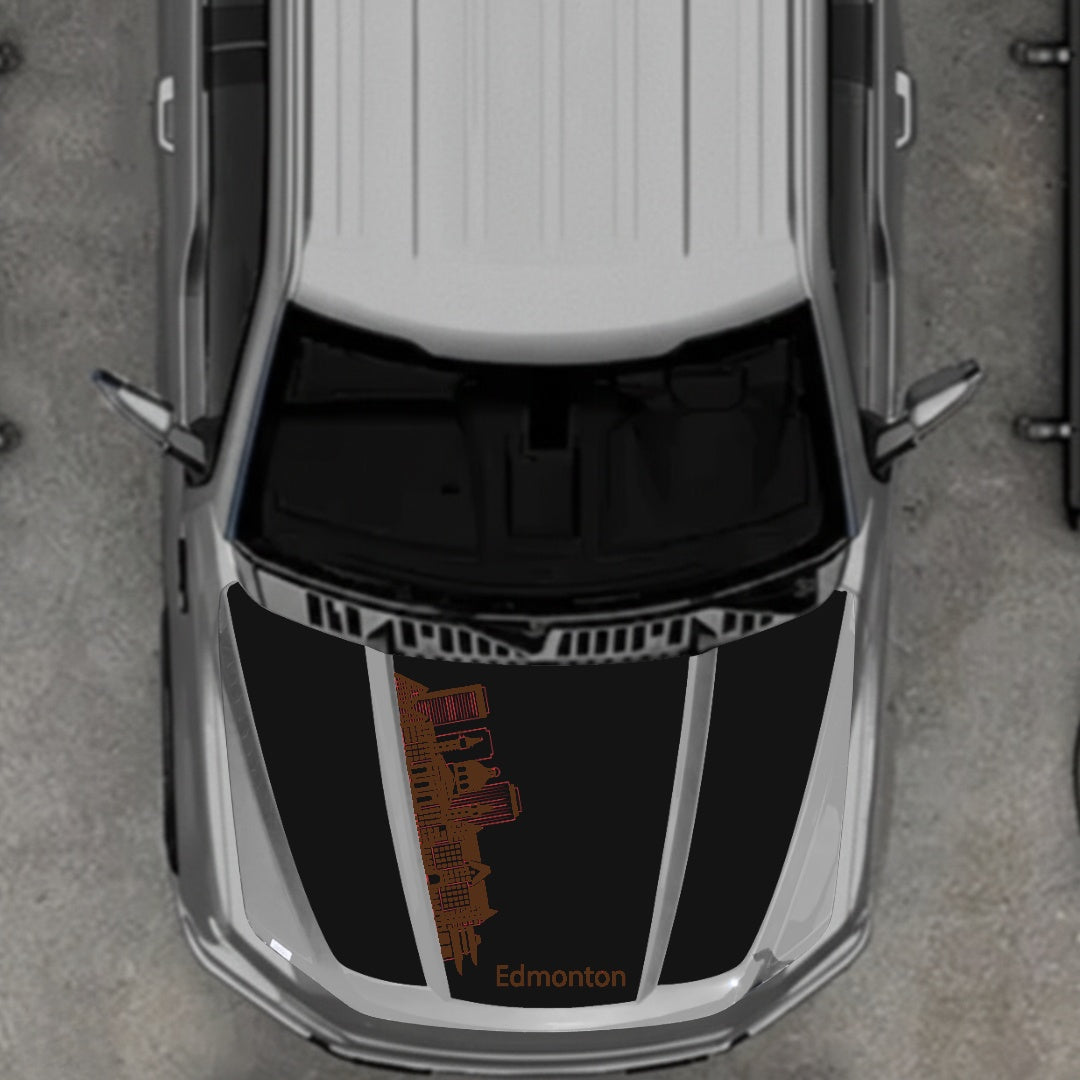Hood Panel Decal/Sticker - Edmonton Skyline Graphic Kit - For Ford F-150 2020-2026 - Premium Vinyl