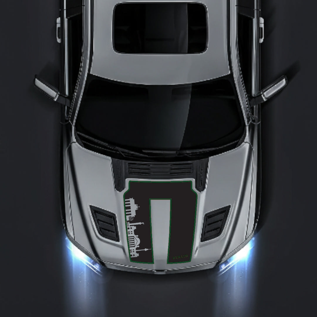 Hood Panel Decal/Sticker - Berlin Skyline - Cut - Border Graphic Kit - For Dodge RAM 1500 2019-2025 - Premium Vinyl