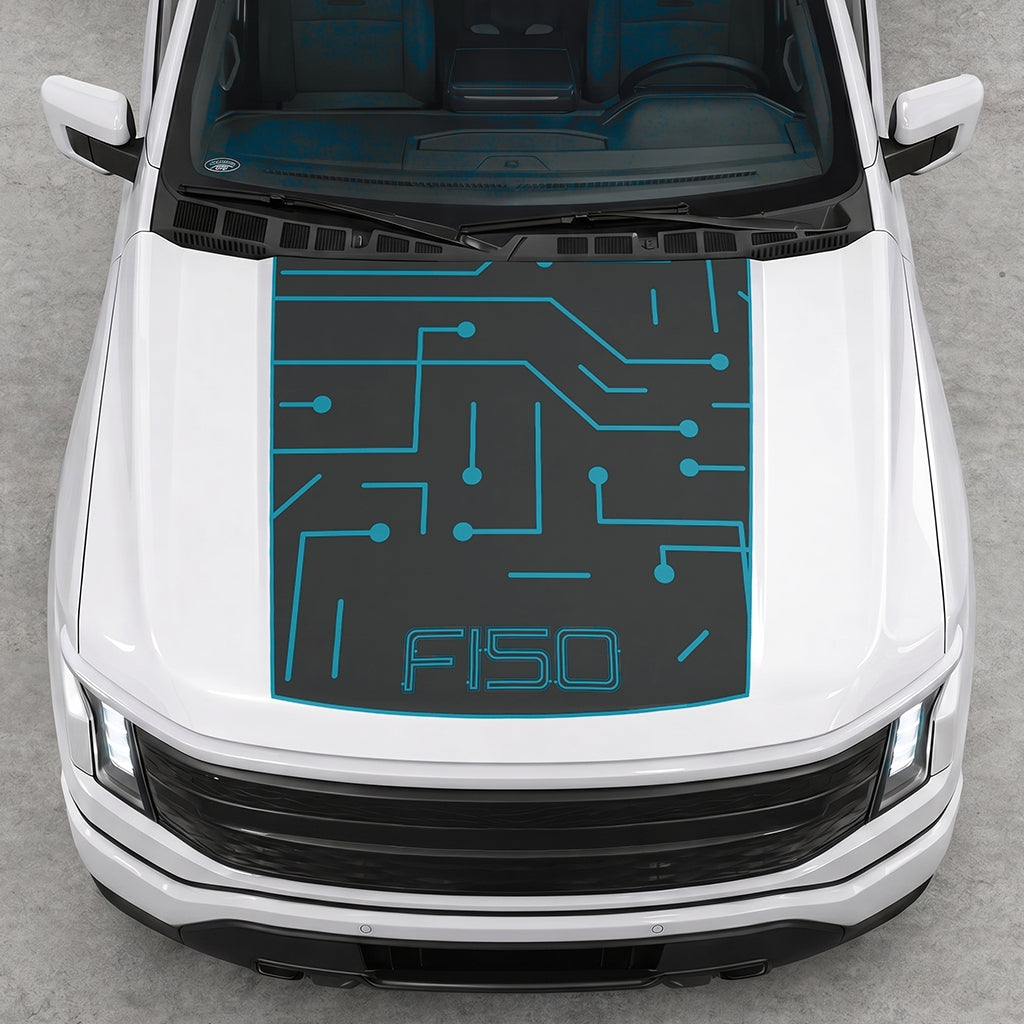 Hood Panel Decal/Sticker - Electric Circuit Graphic Decal Graphic Kit - For FORD F-150 2015-2020 - Premium Vinyl