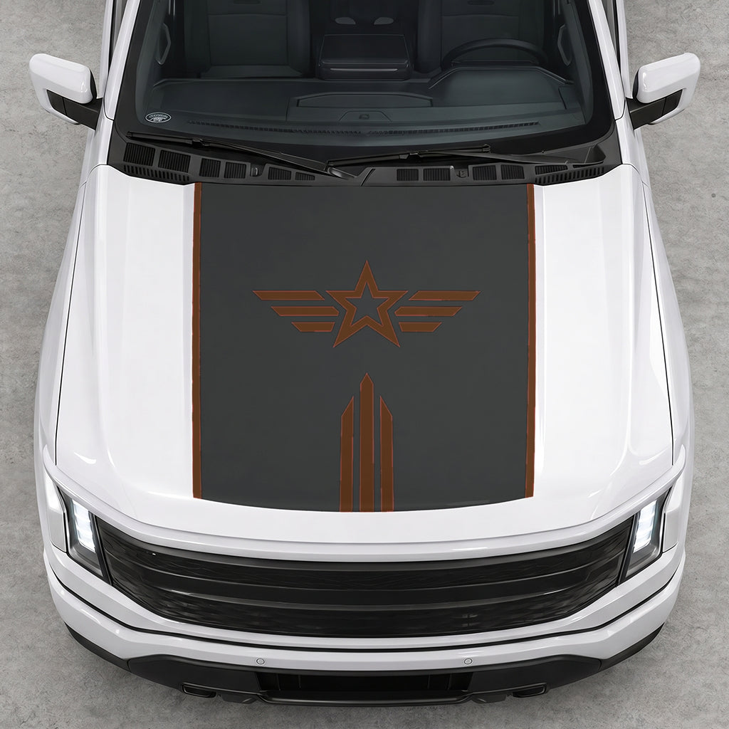 Hood Panel Decal/Sticker - Winged Star Graphic Decal Graphic Kit - For Ford F-150 2015-2020 - Premium Vinyl
