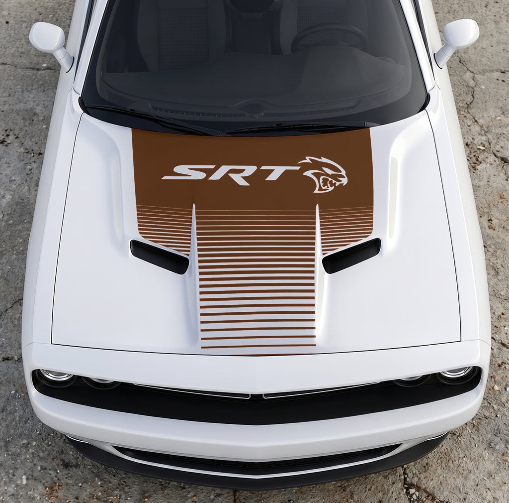 Hood Panel Decal/Sticker - Dodge Challenger SRT Hellcat Edition - Speed Fade Gradient Graphic Kit - For Dodge Challenger 2015-2024 - Premium Vinyl