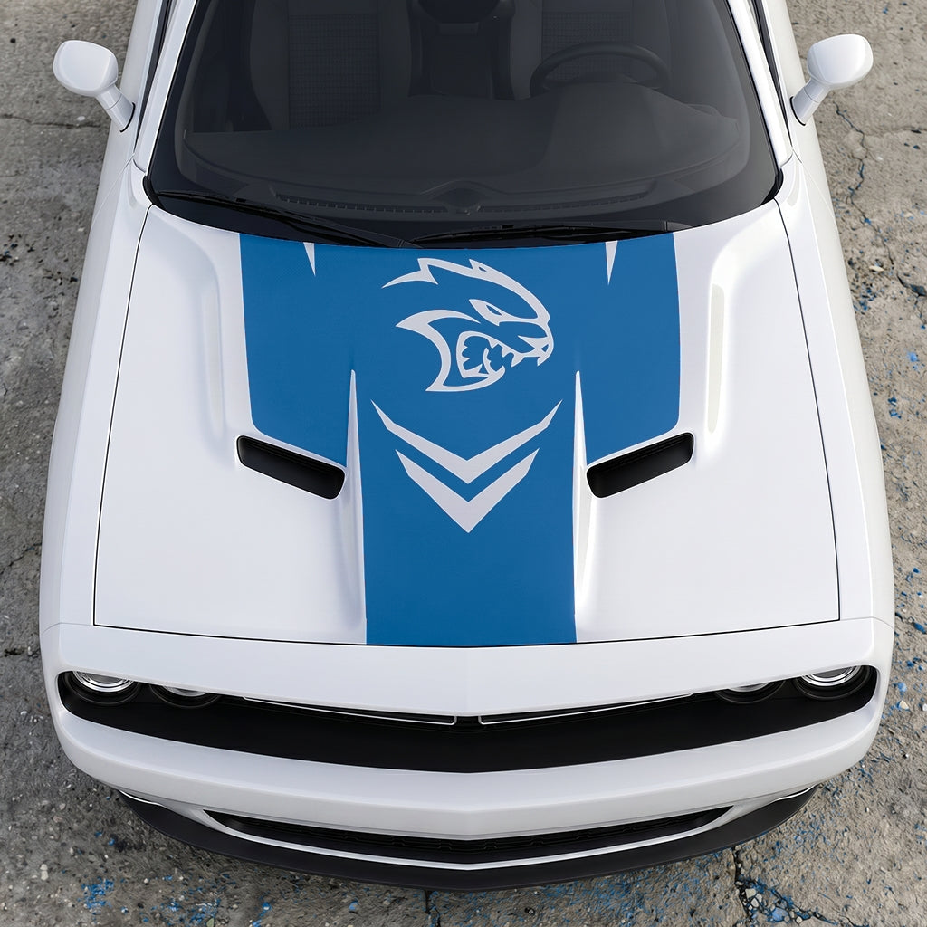 Hood Panel Decal/Sticker - Hellcat Redeye Aggressor - V-Stance Performance Graphic Kit - For Dodge Challenger 2015-2024 - Premium Vinyl