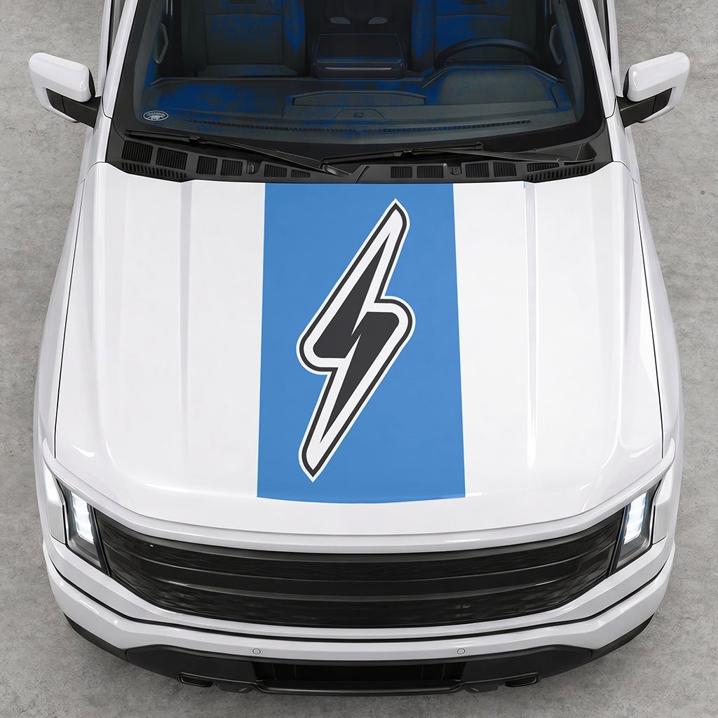 Hood Panel Decal/Sticker - Electric Solid Cut Graphic Decal Graphic Kit - For FORD F-150 2015-2020 - Premium Vinyl