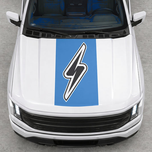 Hood Panel Decal/Sticker - Electric Solid Cut Graphic Decal Graphic Kit - For FORD F-150 2015-2020 - Premium Vinyl