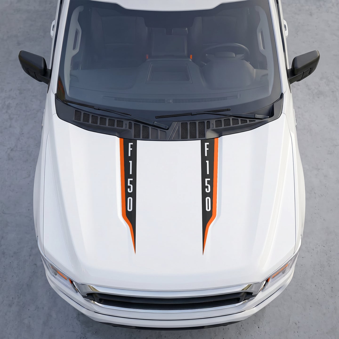 Hood Panel Decal/Sticker - Vertical Lettering Hood Cowl Accent Stripes – Dual Side Matte Black Vinyl Decals with Block Logo Graphic Kit - For Ford F-150 F150 2015-2020 - Premium Vinyl