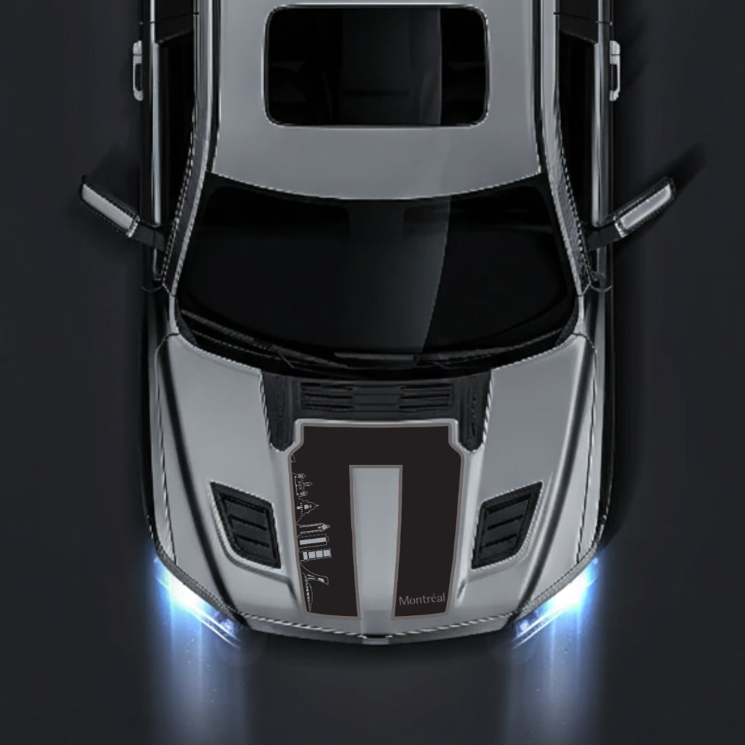 Performance Hood Panel Decal/Sticker - Montreal Skyline - Cut - Border Graphic Kit - For Dodge RAM 1500 2019-2025 - Premium Vinyl