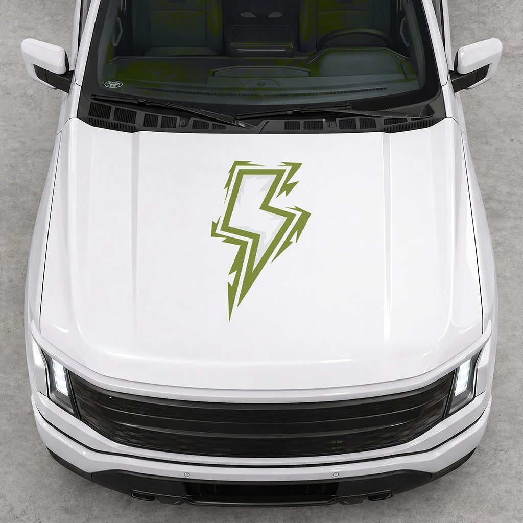 Hood Panel Decal/Sticker - Cut Bordered Electric Graphic Decal Graphic Kit - For FORD F-150 2015-2020 - Premium Vinyl