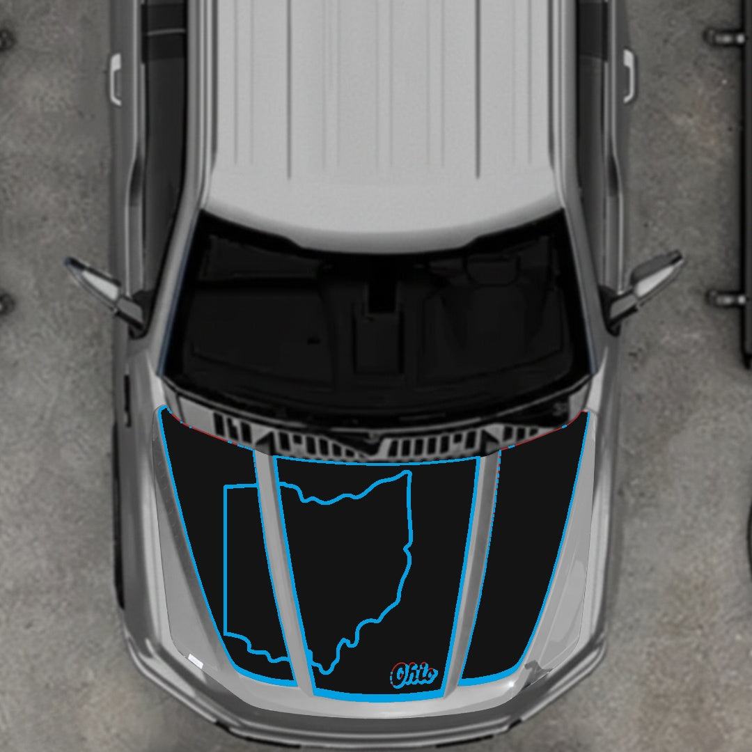 Hood Panel Decal/Sticker - Ohio - Border Graphic Kit - For Ford F-150 2020-2026 - Premium Vinyl