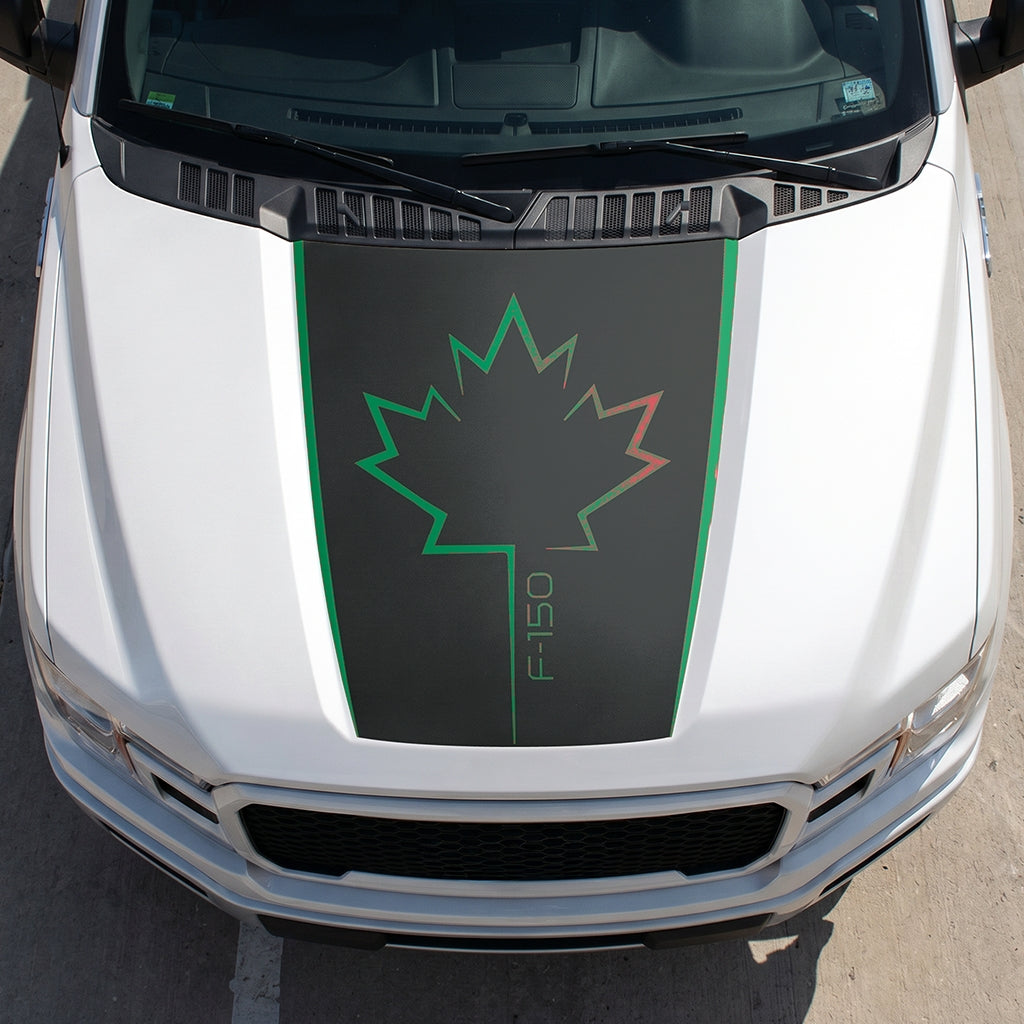 Hood Panel Decal/Sticker - Canada Leaf Graphic Decal Graphic Kit - For Ford F-150 2015-2020 - Premium Vinyl