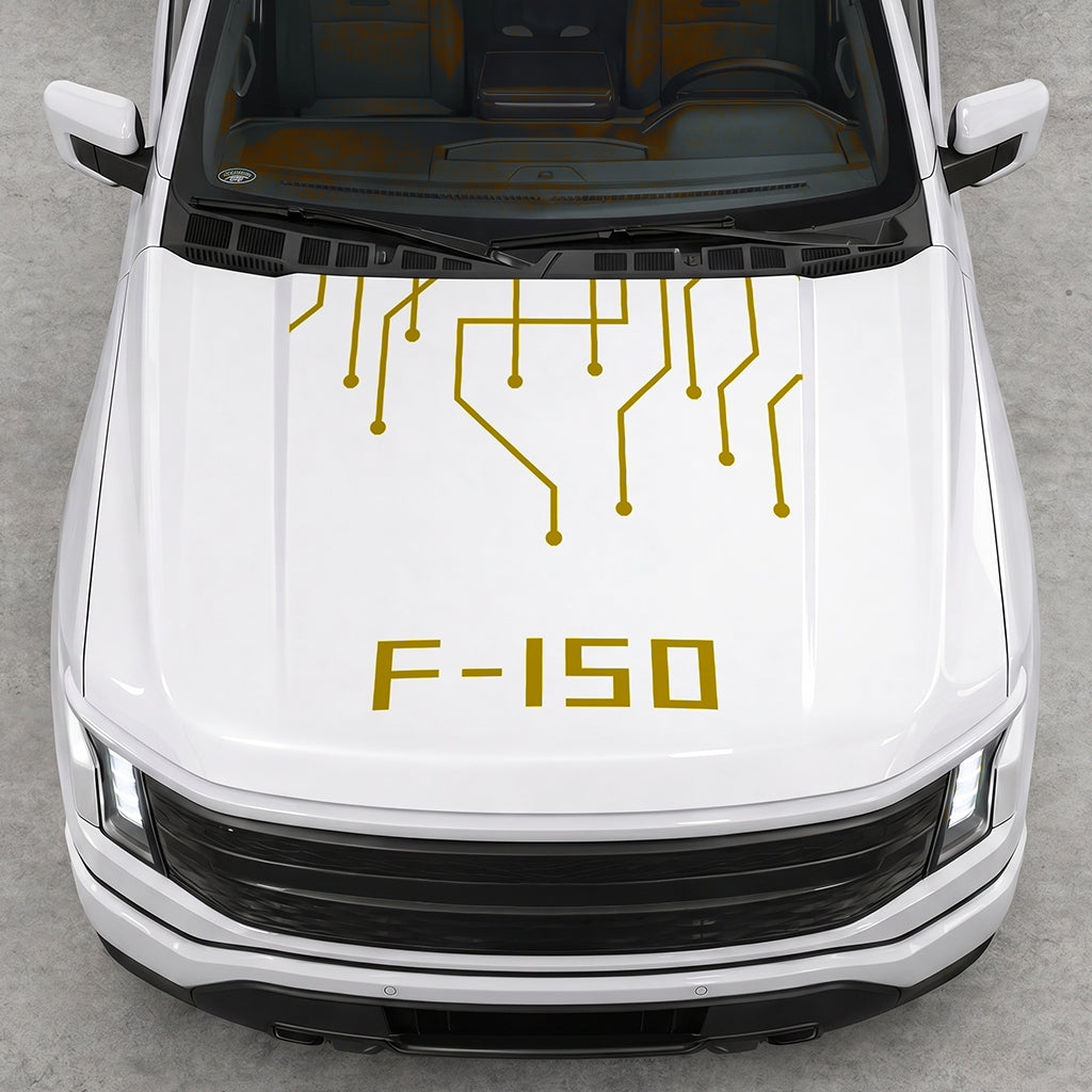 Hood Panel Decal/Sticker - Cut F150 Electric Circuit Graphic Decal Graphic Kit - For FORD F-150 2015-2020 - Premium Vinyl