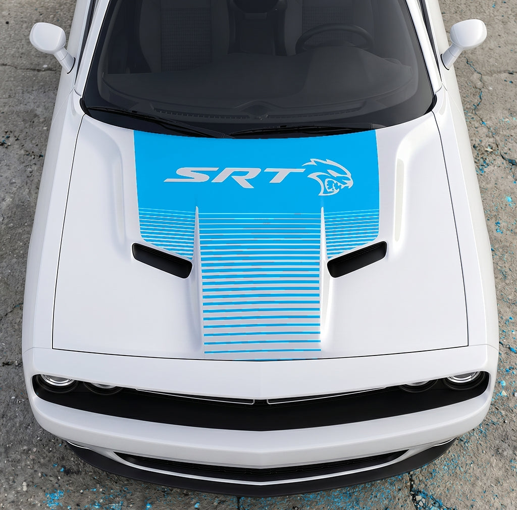 Hood Panel Decal/Sticker - Dodge Challenger SRT Hellcat Edition - Speed Fade Gradient Graphic Kit - For Dodge Challenger 2015-2024 - Premium Vinyl