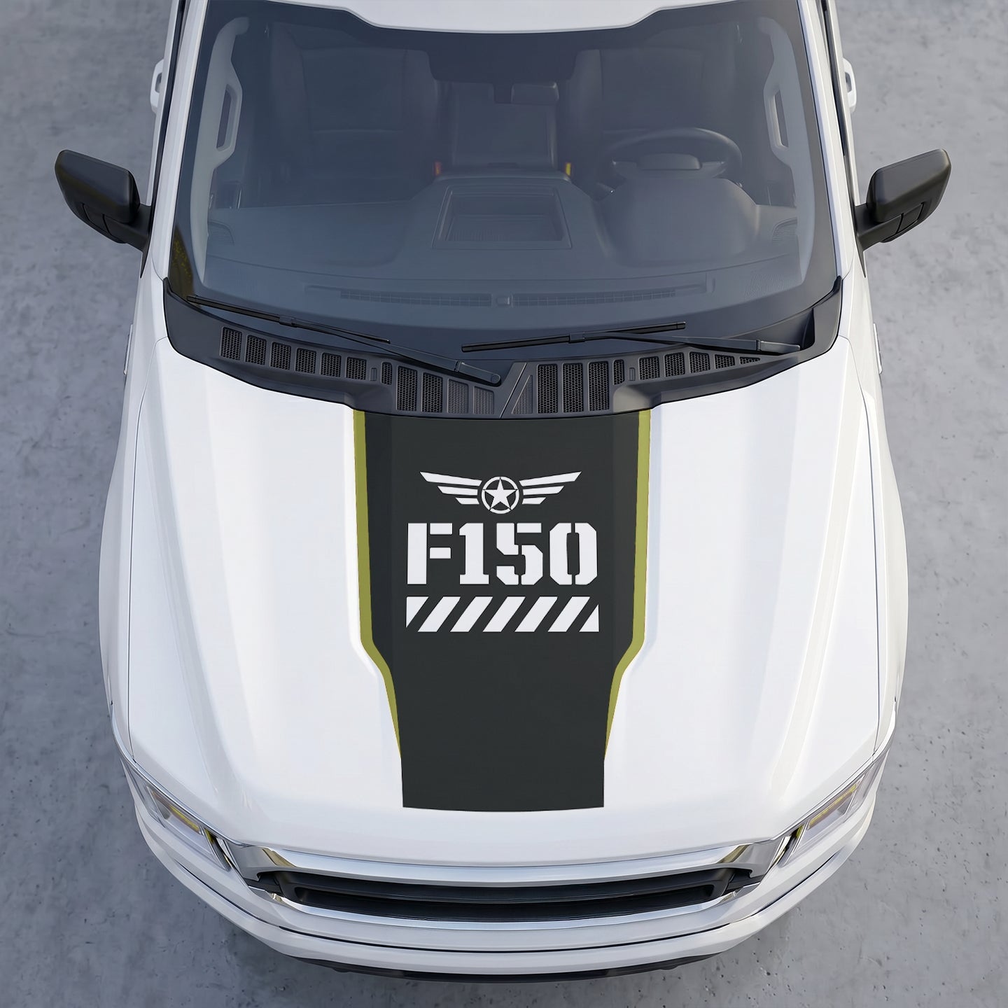 Hood Panel Decal/Sticker - Military Shield Hood Decal – Star Wings Emblem Vinyl Wrap Graphic Kit - For Ford F-150 F150 2015-2020 - Premium Vinyl