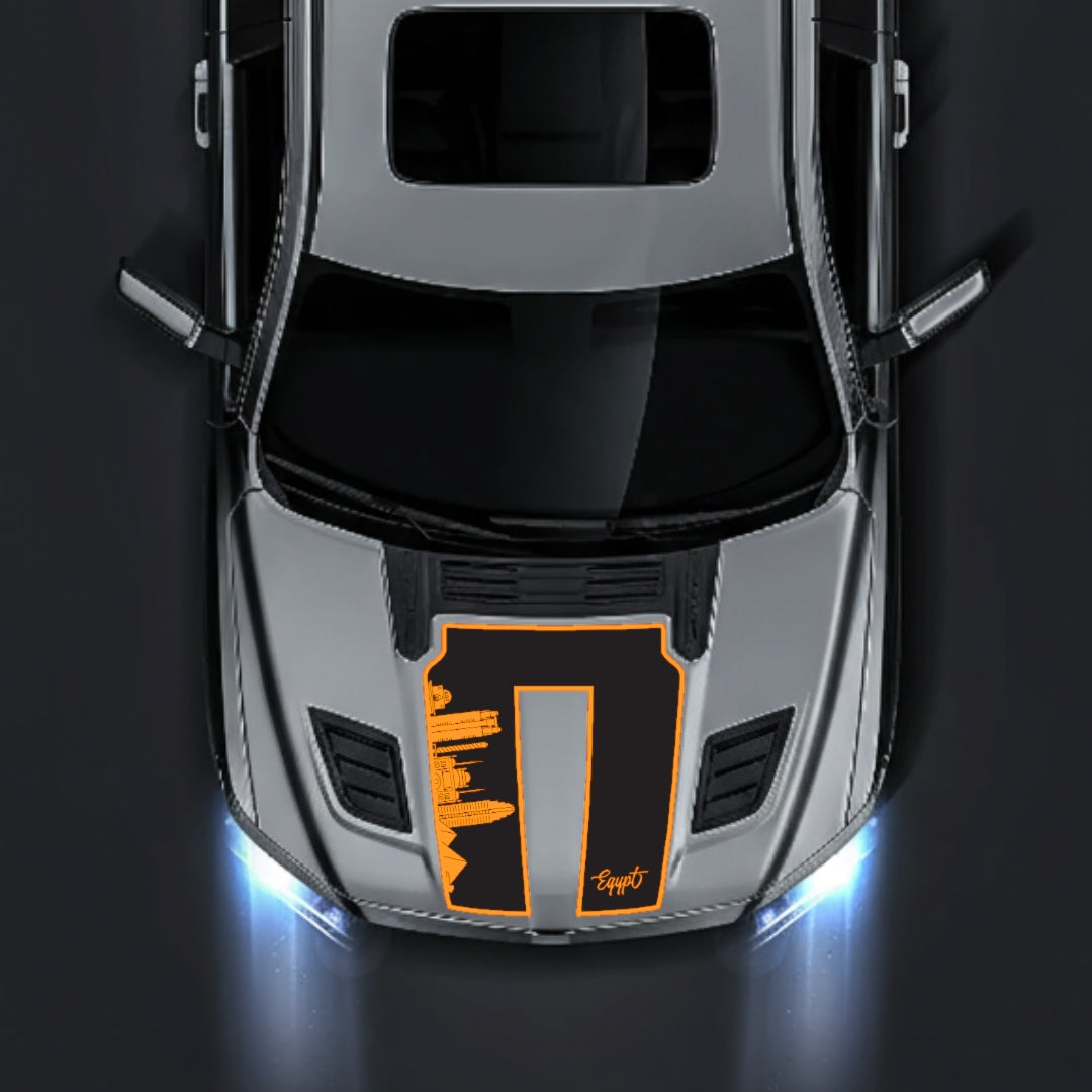 Hood Panel Decal/Sticker - Egypt Skyline - Border Graphic Kit - For Dodge RAM 1500 2019-2025 - Premium Vinyl
