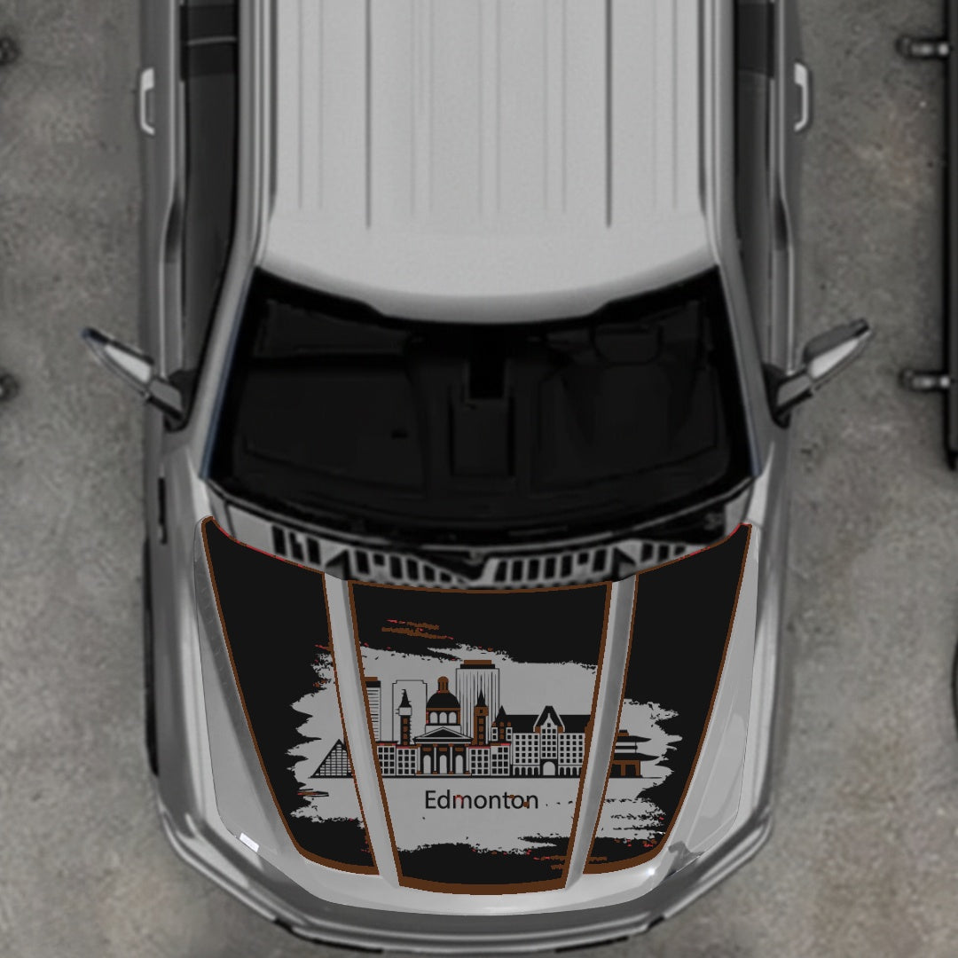 Hood Panel Decal/Sticker - Edmonton - Cut - Border Graphic Kit - For Ford F-150 2020-2026 - Premium Vinyl