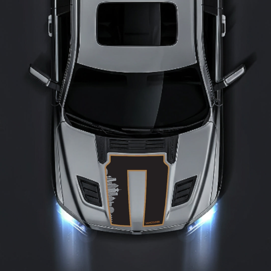 Hood Panel Decal/Sticker - Vancouver Skyline - Cut - Border Graphic Kit - For Dodge RAM 1500 2019-2025 - Premium Vinyl