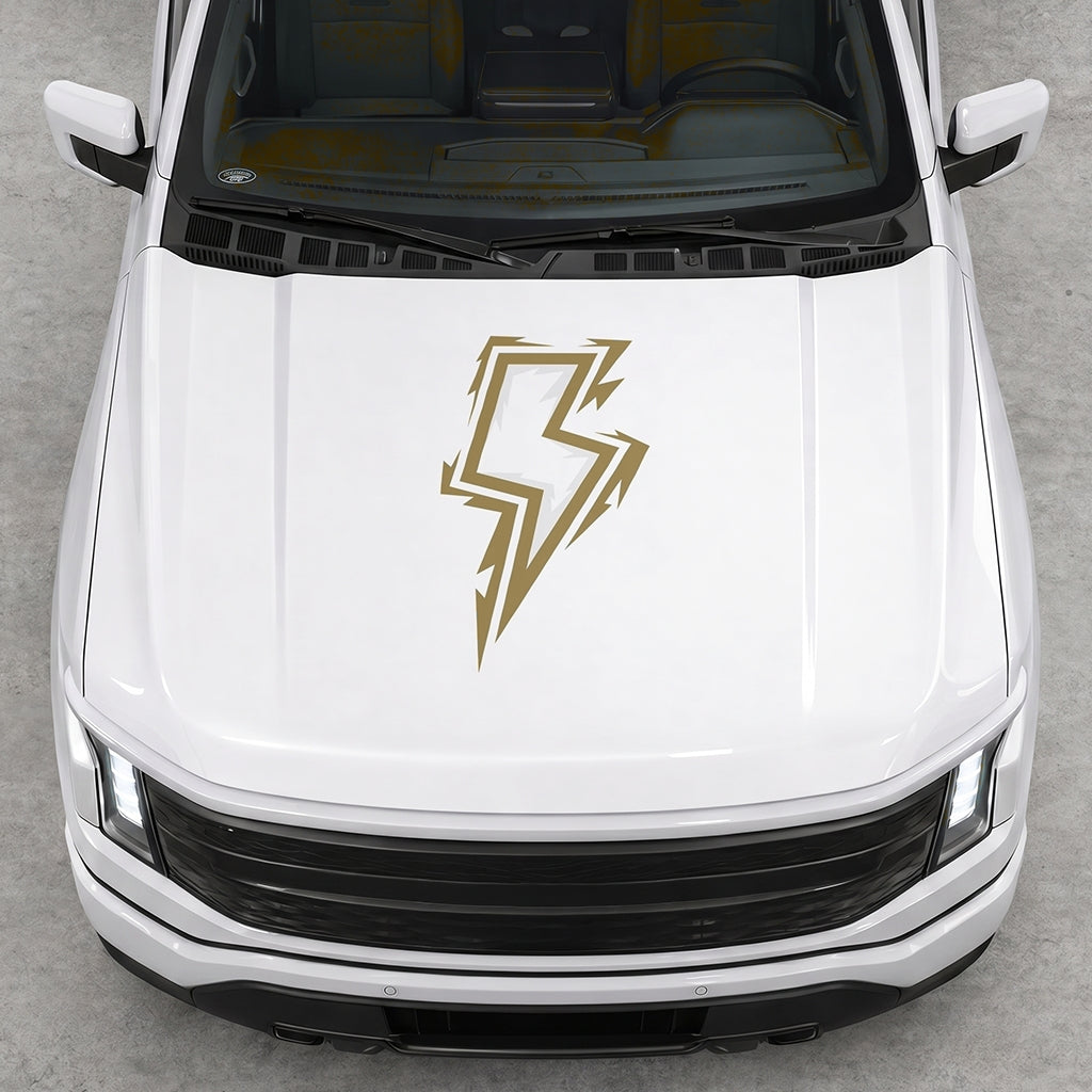 Hood Panel Decal/Sticker - Cut Bordered Electric Graphic Decal Graphic Kit - For FORD F-150 2015-2020 - Premium Vinyl