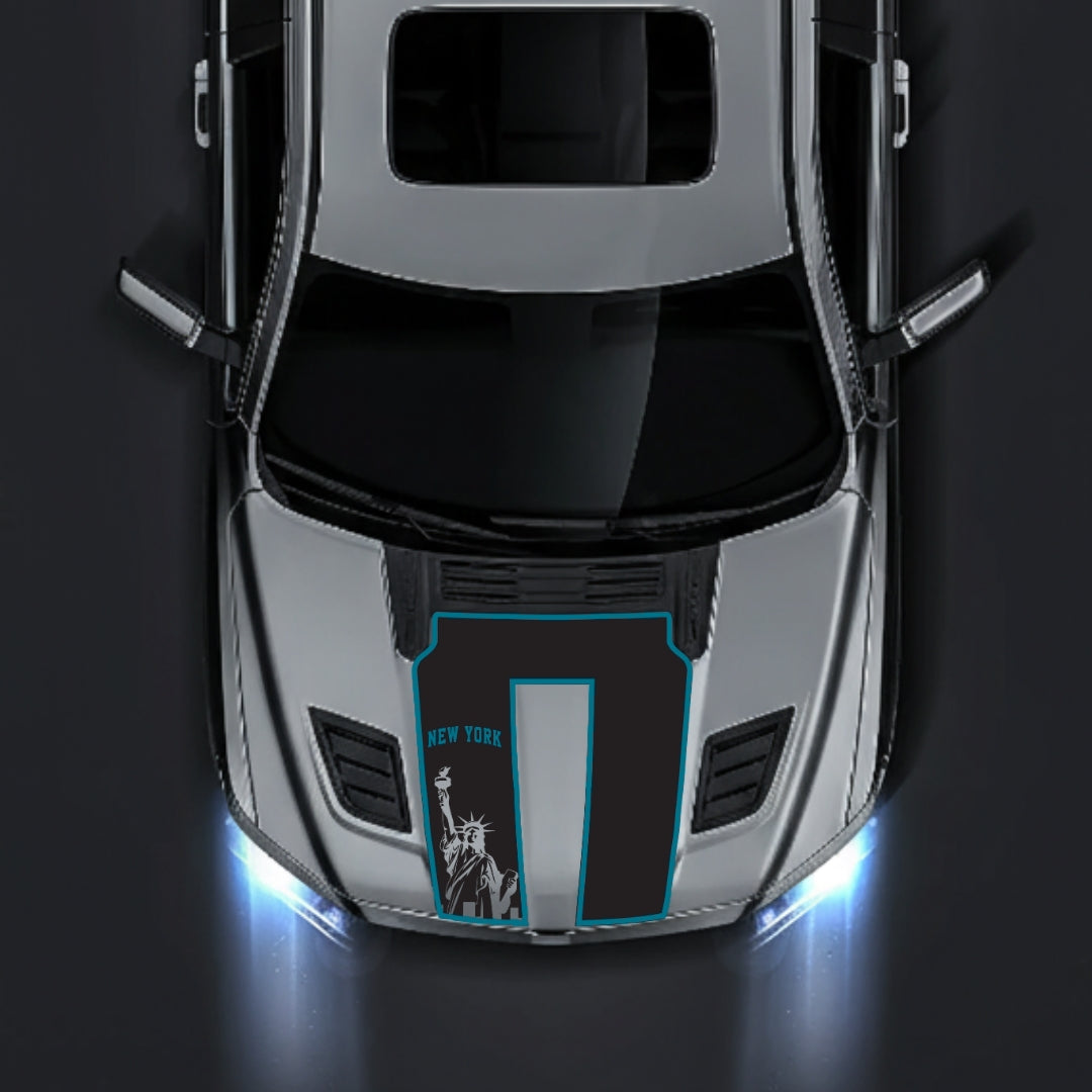 Performance Hood Panel Decal/Sticker - New York - Cut - Border Graphic Kit - For Dodge RAM 1500 2019-2025 - Premium Vinyl