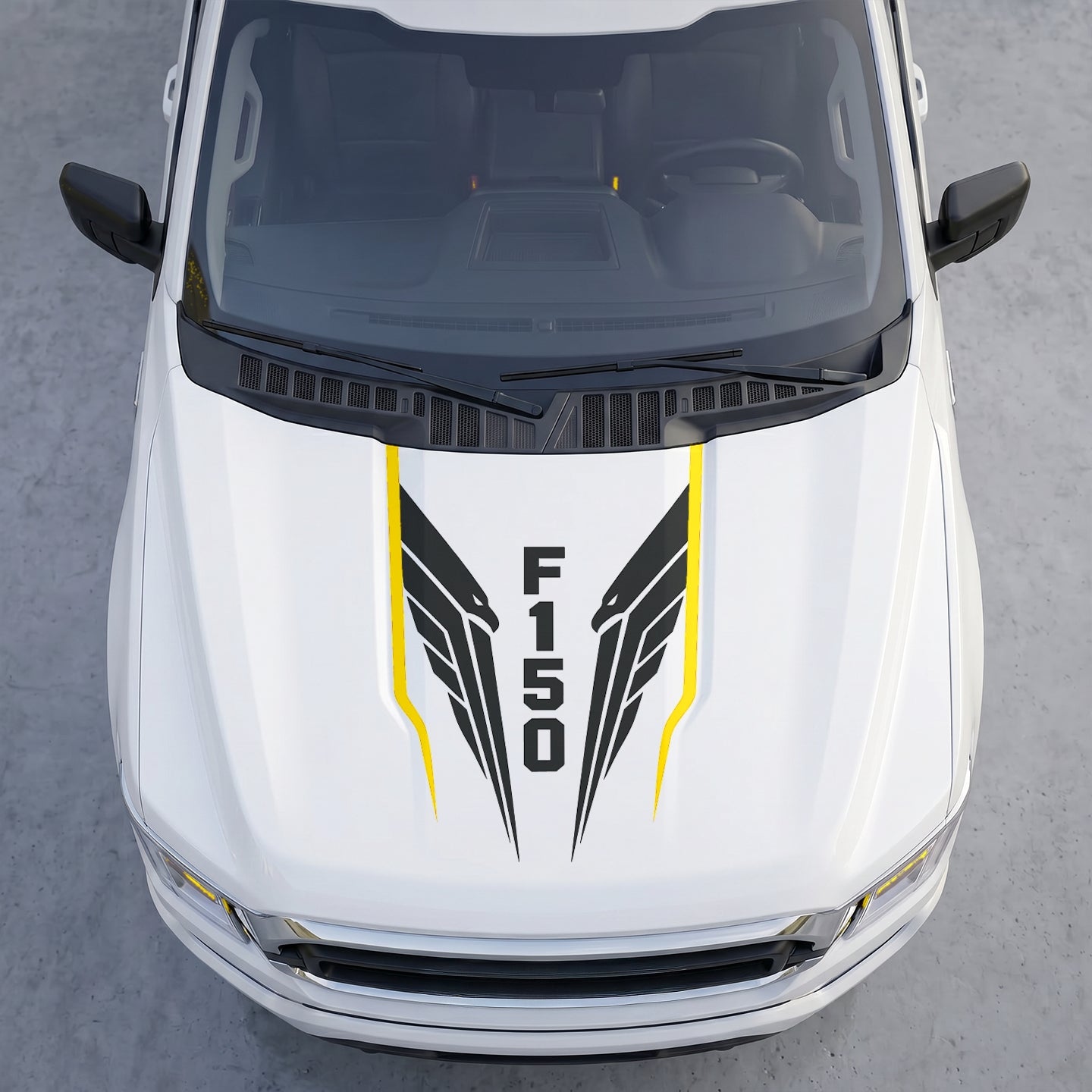 Hood Panel Decal/Sticker - Tactical Eagle Wings Hood Decal – Aggressive Bird of Prey Graphic Vinyl Wrap Graphic Kit - For Ford F-150 F150 2015-2020 - Premium Vinyl