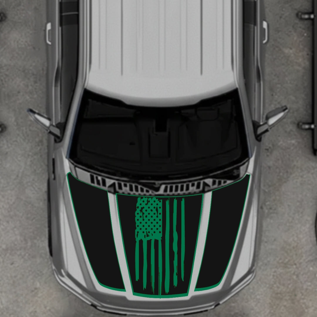 Hood Panel Decal/Sticker - USA Style 1 - Border Graphic Kit - For Ford F-150 2020-2026 - Premium Vinyl