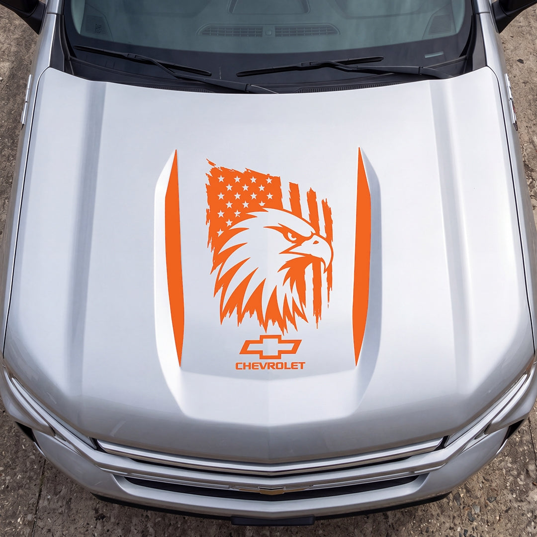 Hood Panel Decal/Sticker - American Eagle Head Graphic Decal Graphic Kit - For Chevrolet Silverado 2019-2024 - Premium Vinyl