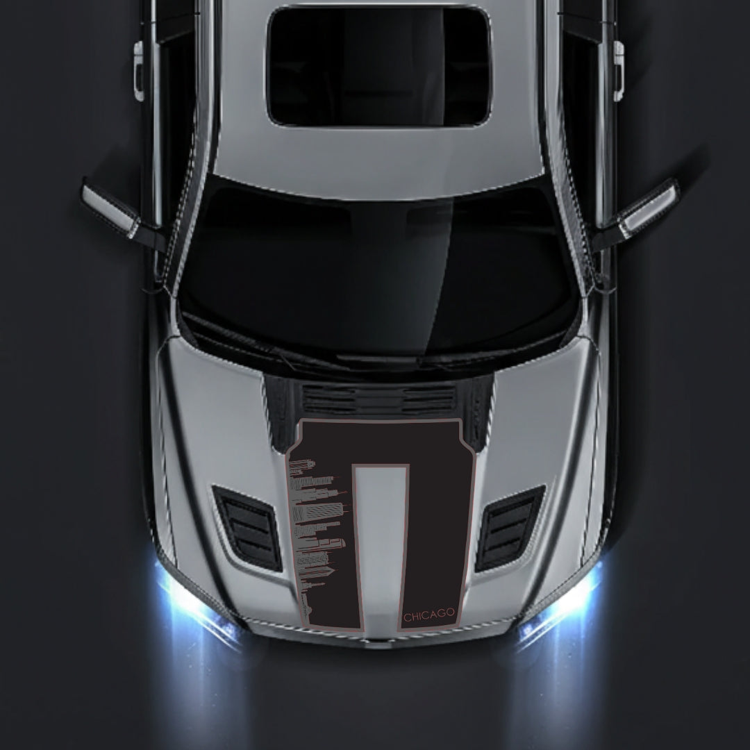 Hood Panel Decal/Sticker - Chicago Skyline - Border Graphic Kit - For Dodge RAM 1500 2019-2025 - Premium Vinyl