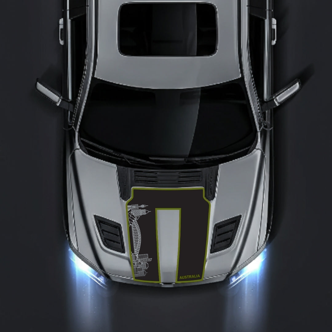 Performance Hood Panel Decal/Sticker - Australia Skyline - Cut - Border Graphic Kit - For Dodge RAM 1500 2019-2025 - Premium Vinyl