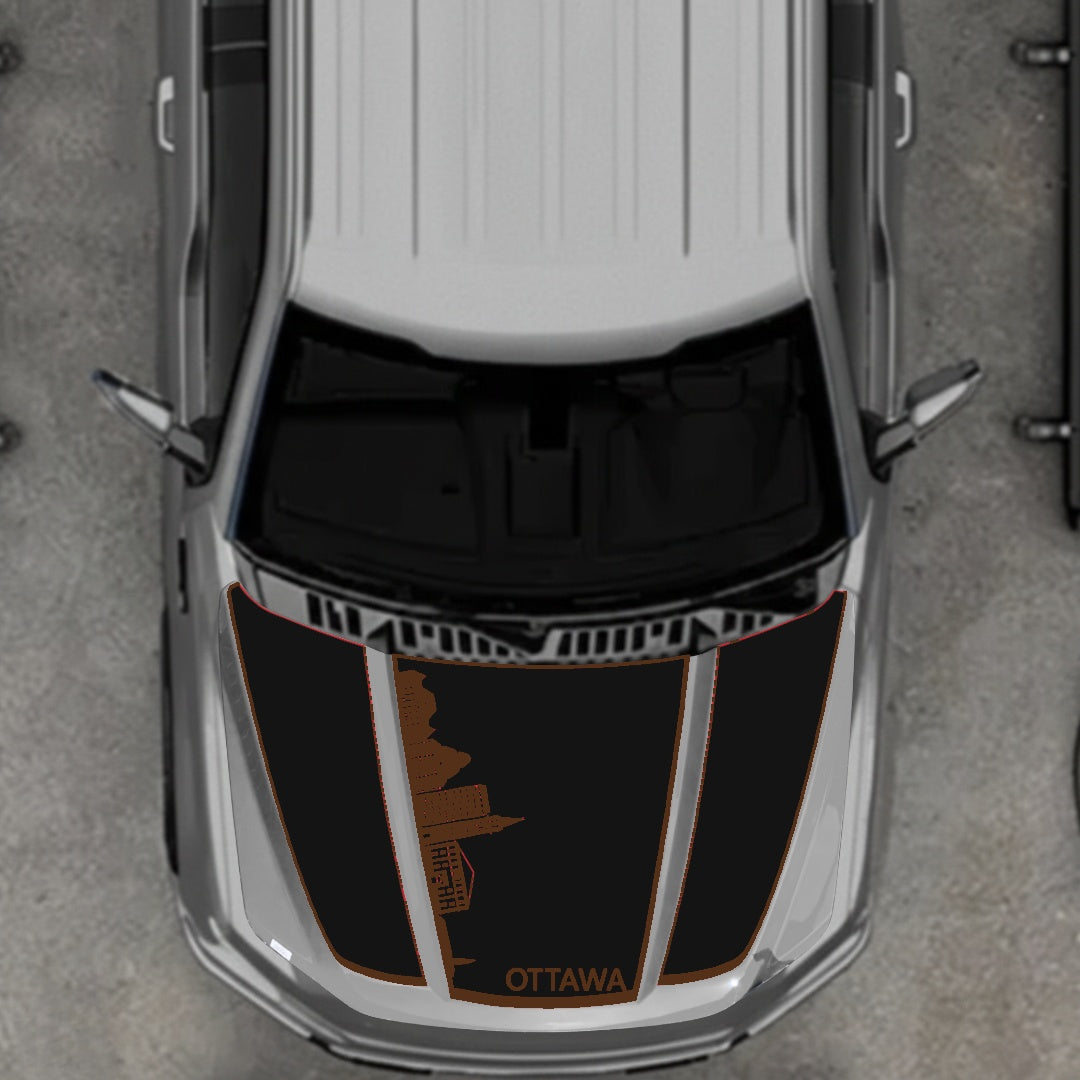 Hood Panel Decal/Sticker - Ottawa Skyline - Border Graphic Kit - For Ford F-150 2020-2026 - Premium Vinyl