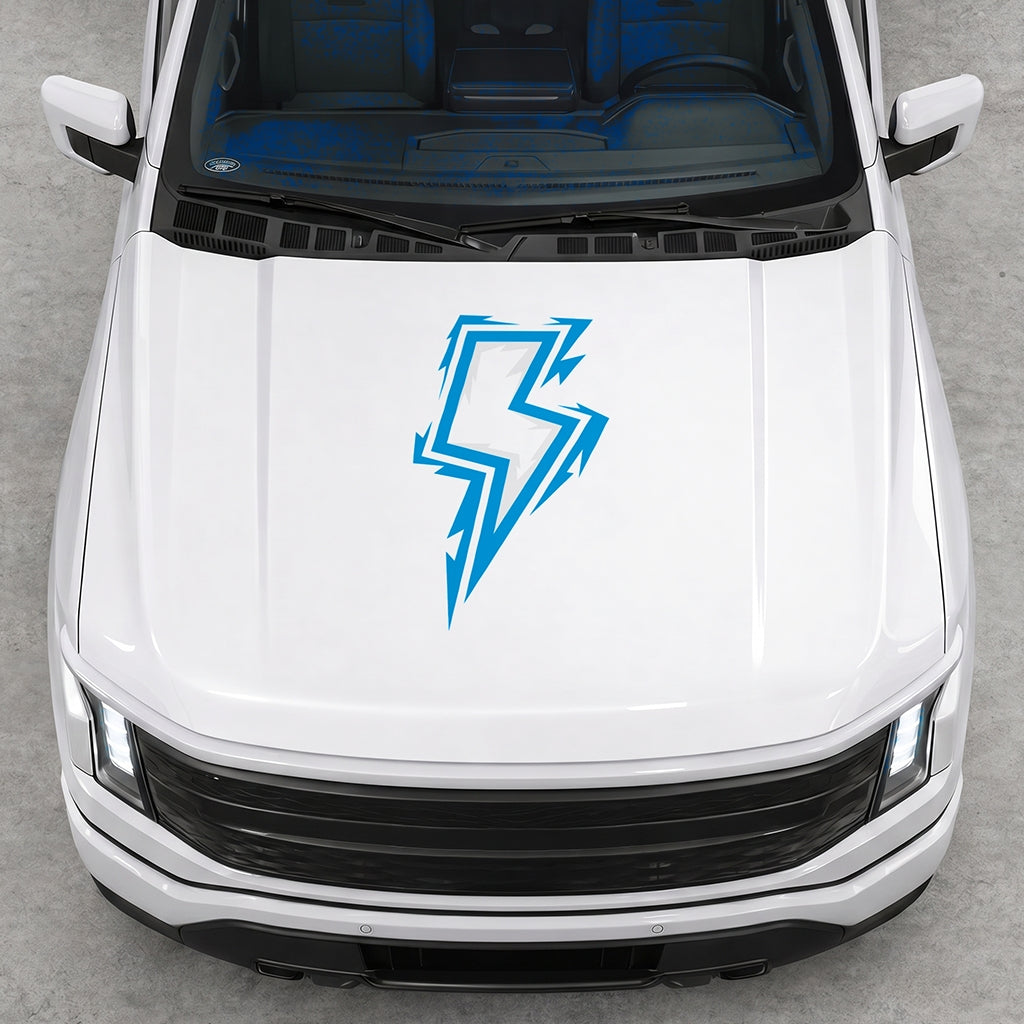 Hood Panel Decal/Sticker - Cut Bordered Electric Graphic Decal Graphic Kit - For FORD F-150 2015-2020 - Premium Vinyl