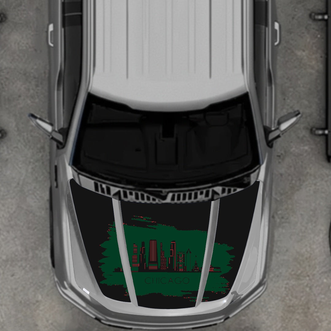 Hood Panel Decal/Sticker - Chicago Graphic Kit - For Ford F-150 2020-2026 - Premium Vinyl