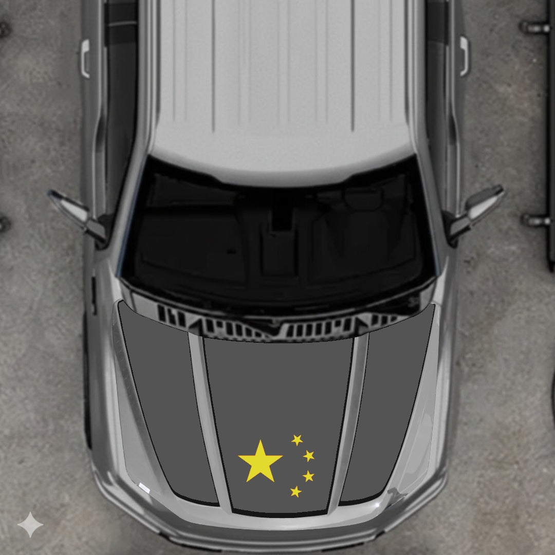 Hood Panel Decal/Sticker - China Flag - Border Graphic Kit - For Ford F-150 2020-2026 - Premium Vinyl