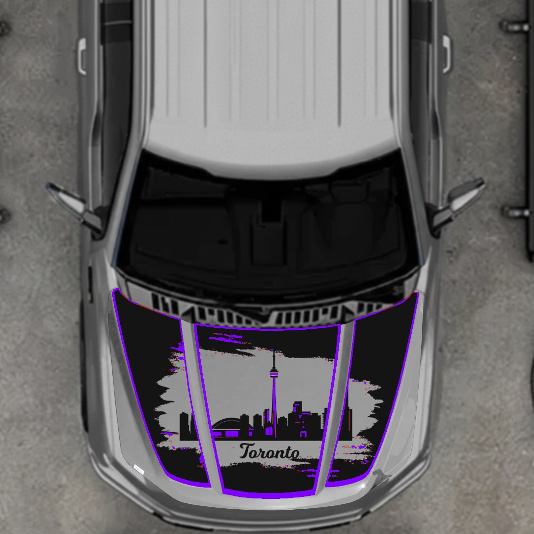 Hood Panel Decal/Sticker - Toronto - Cut - Border Graphic Kit - For Ford F-150 2020-2026 - Premium Vinyl