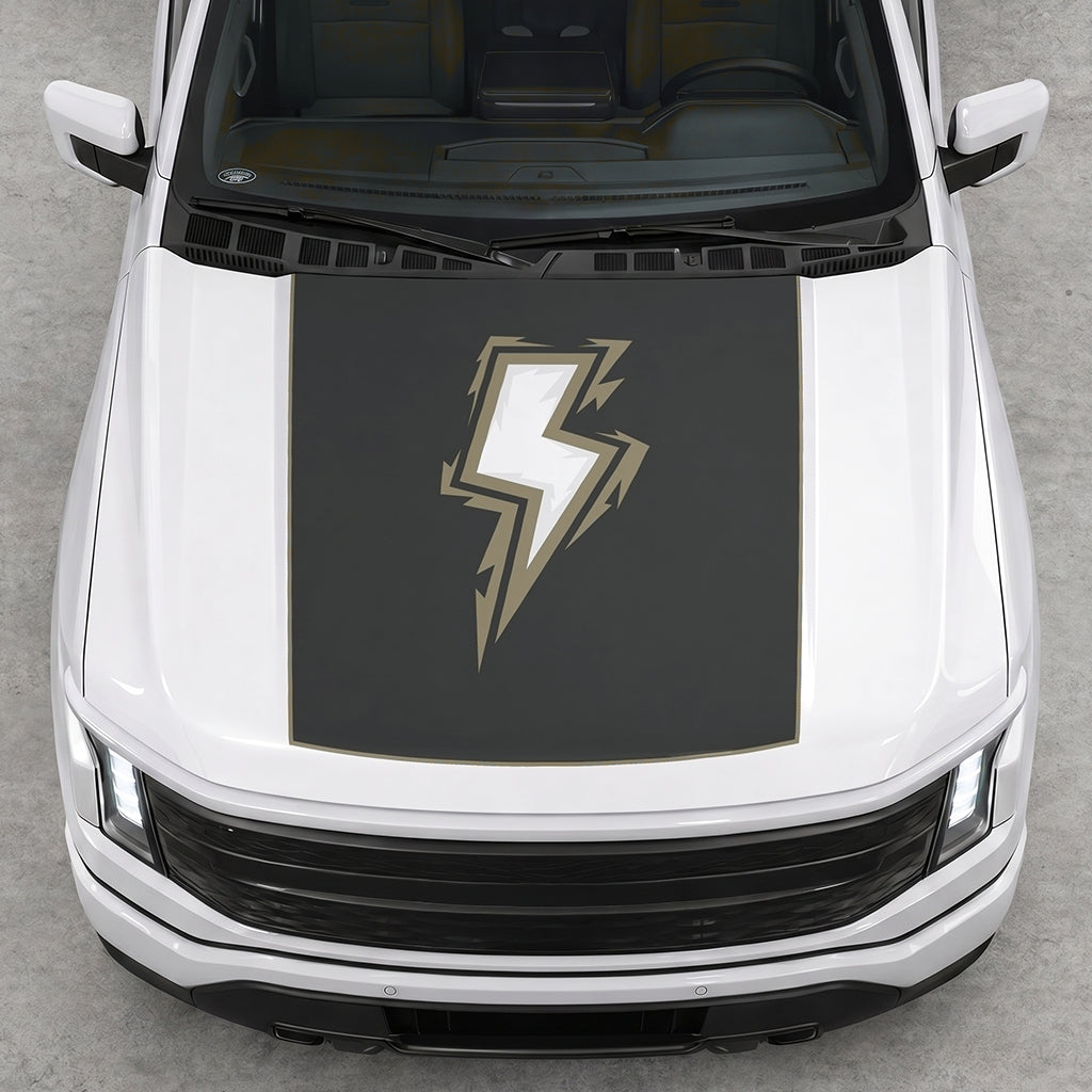 Hood Panel Decal/Sticker - Bordered Electric Graphic Decal Graphic Kit - For FORD F-150 2015-2020 - Premium Vinyl