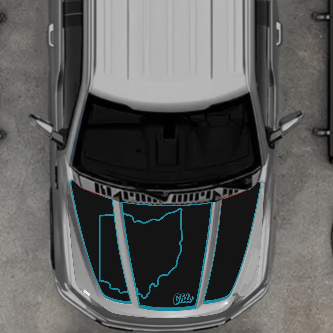 Hood Panel Decal/Sticker - Ohio - Border Graphic Kit - For Ford F-150 2020-2026 - Premium Vinyl