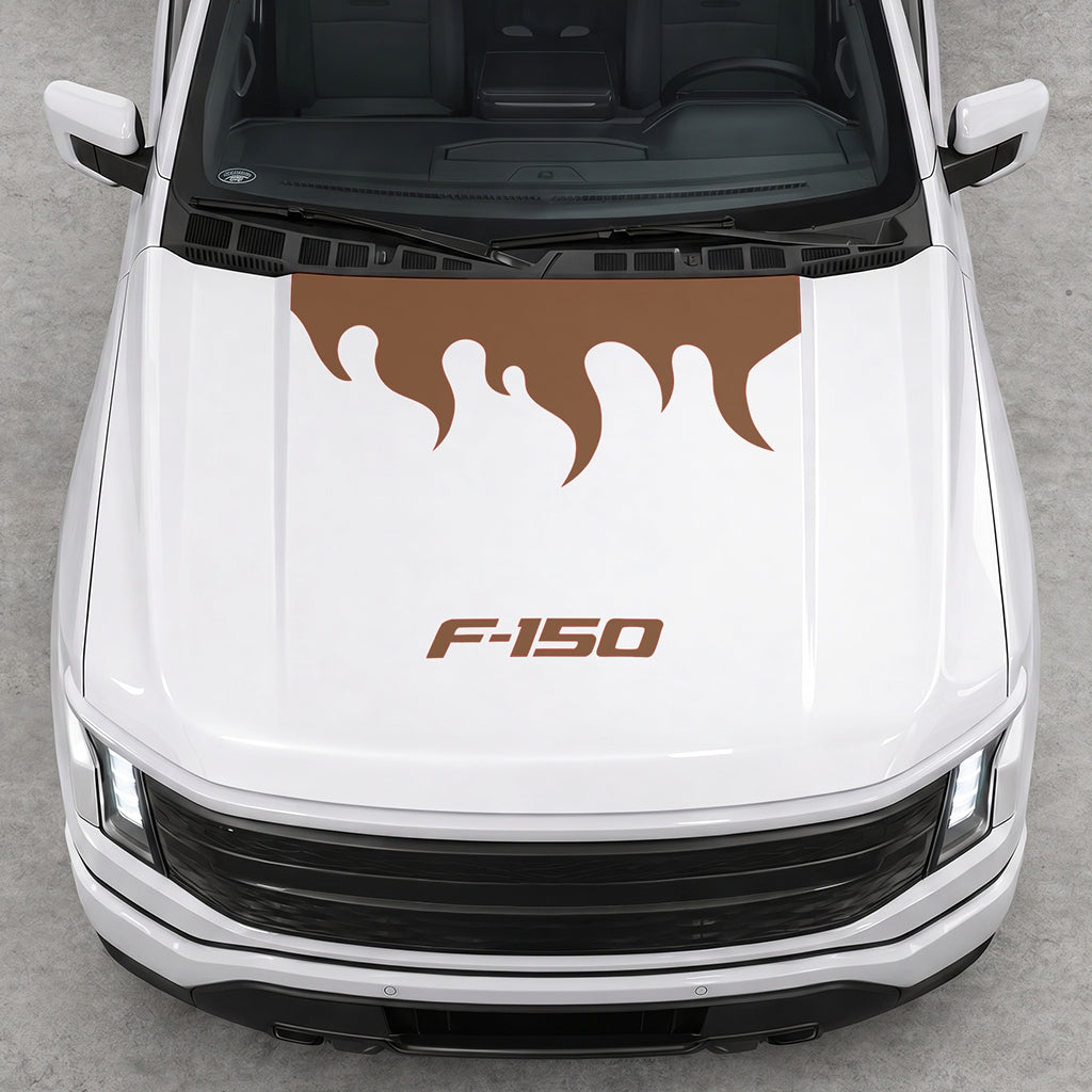 Hood Panel Decal/Sticker - Burning Flames Graphic Decal Graphic Kit - For Ford F-150 2015-2020 - Premium Vinyl